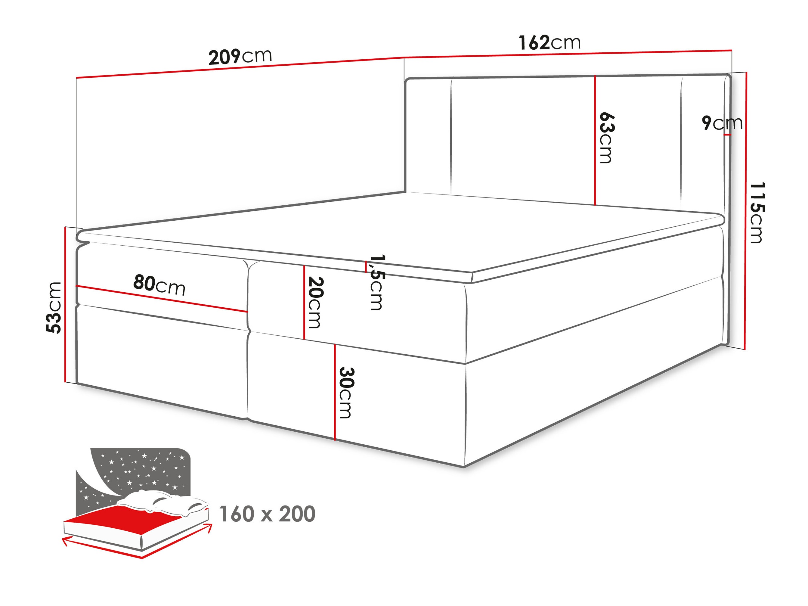 Boxspring postelja Zanesville 101 (Manila 14)