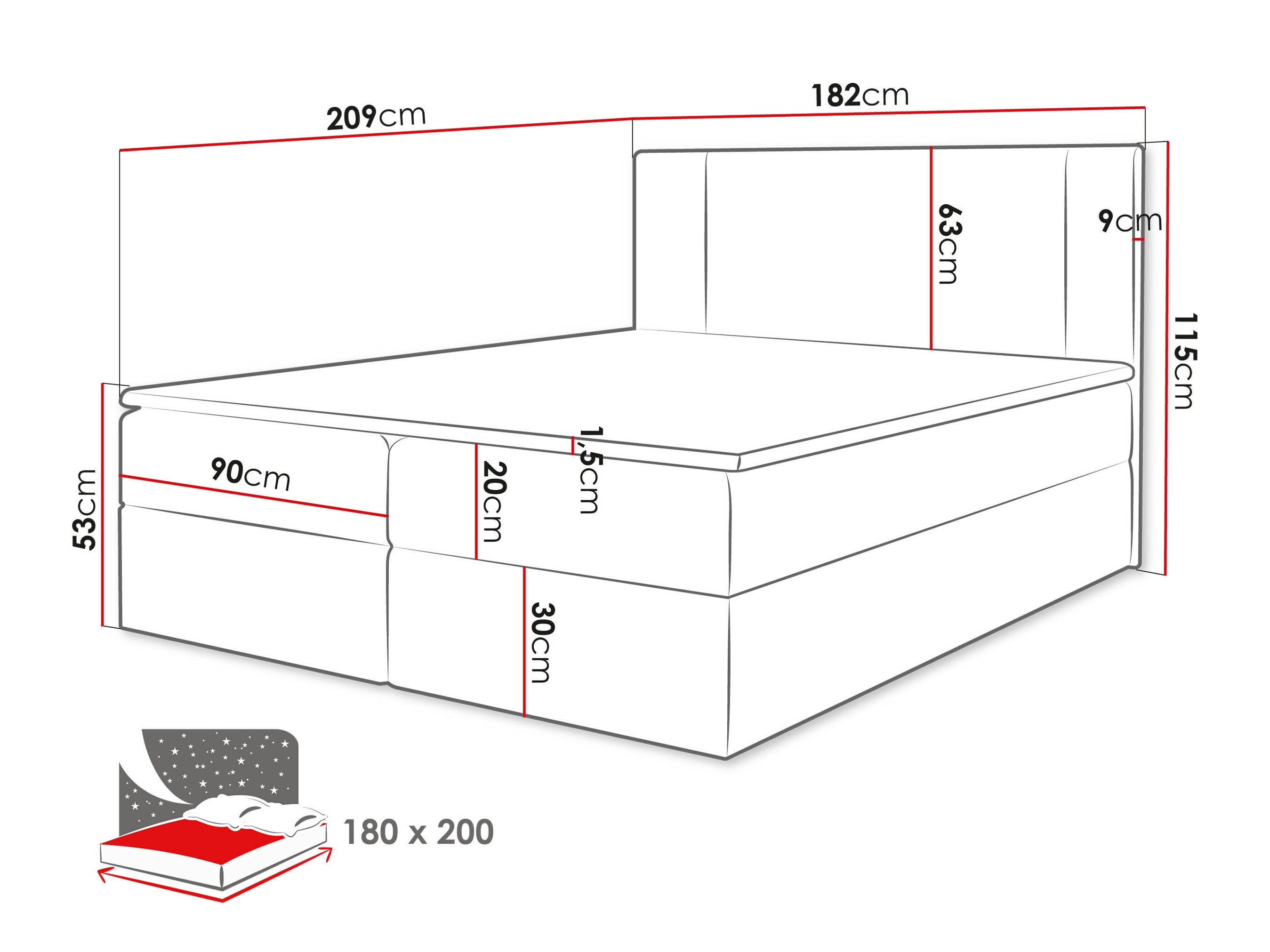 Boxspring postelja Zanesville 101 (Manila 14)