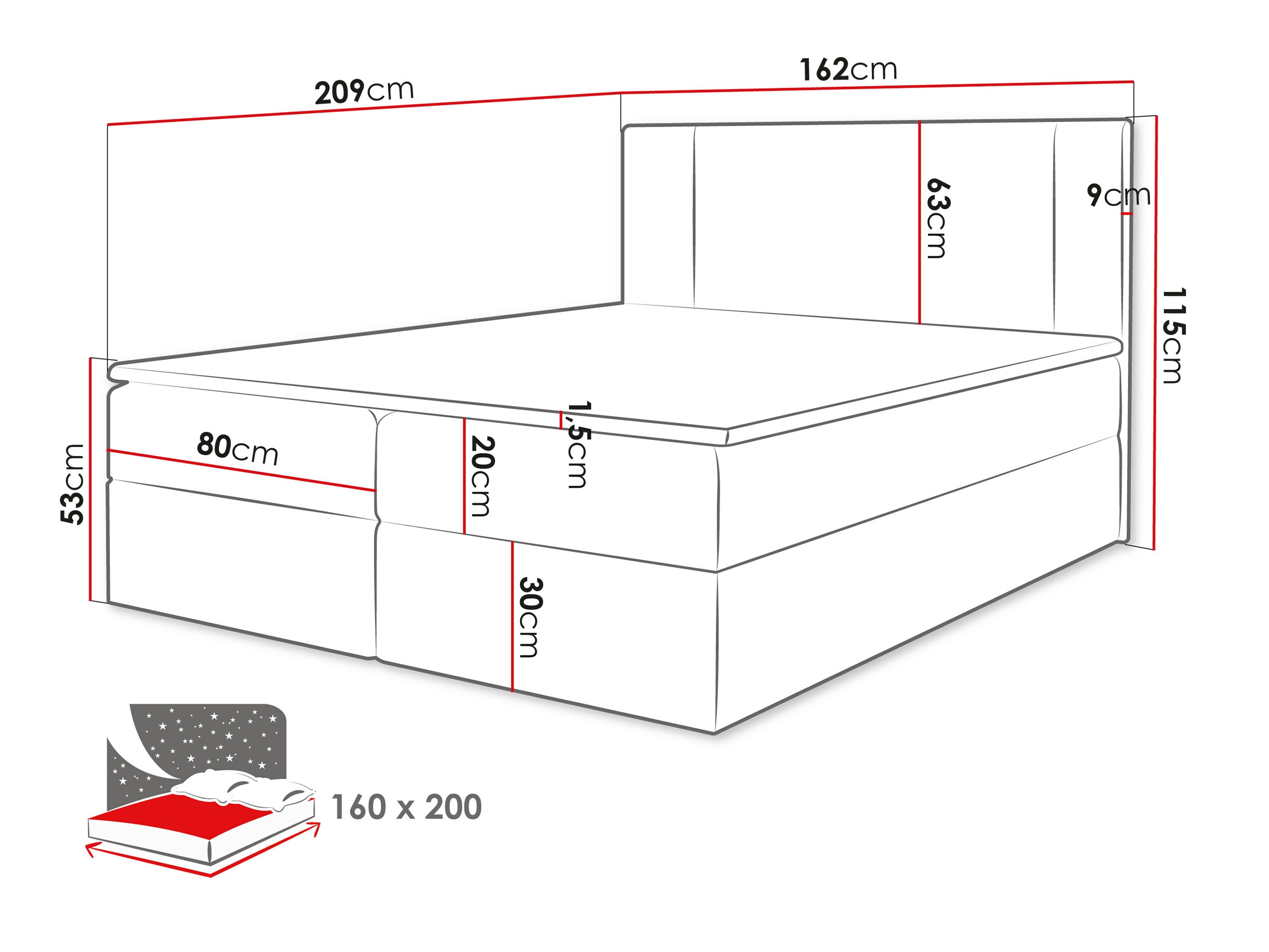 Boxspring postelja Zanesville 101 (Manila 16)