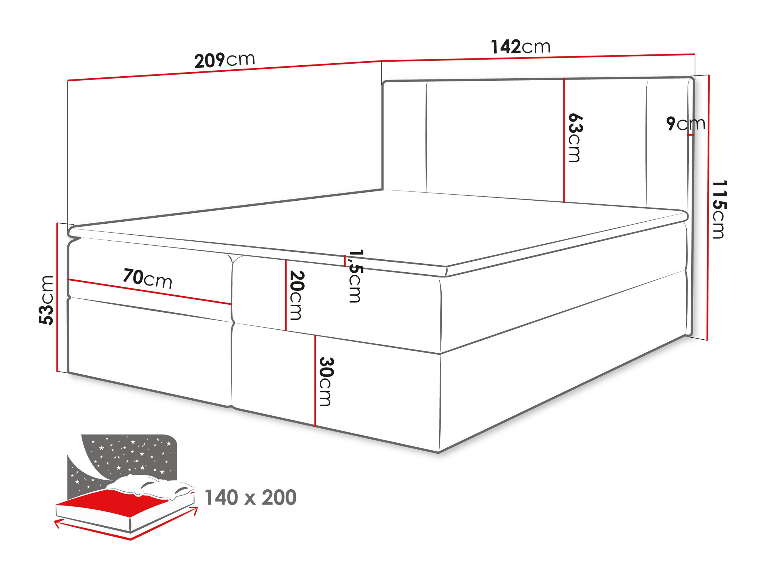 Boxspring postelja Zanesville 101 (Manila 22)