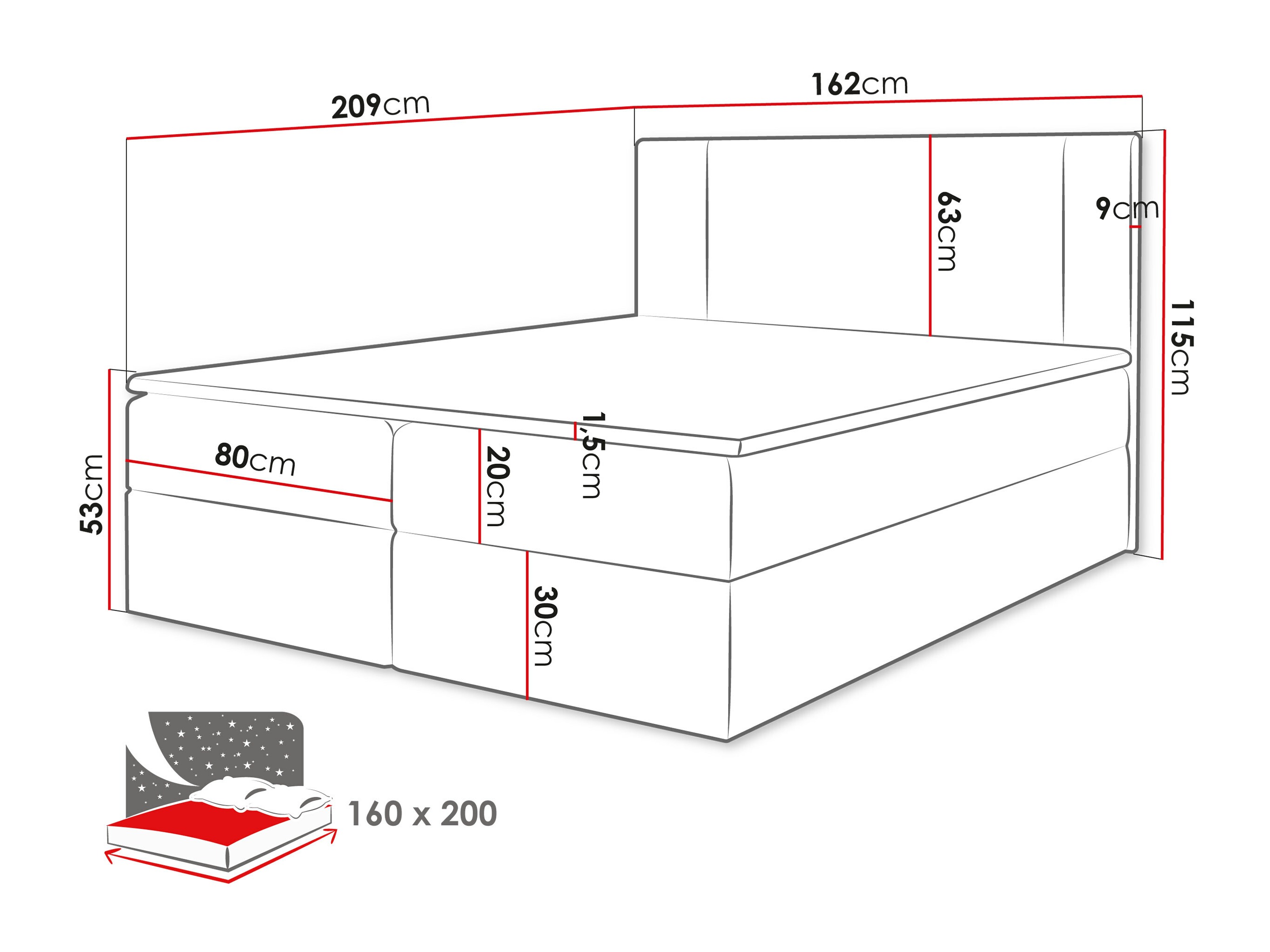 Boxspring postelja Zanesville 101 (Manila 22)