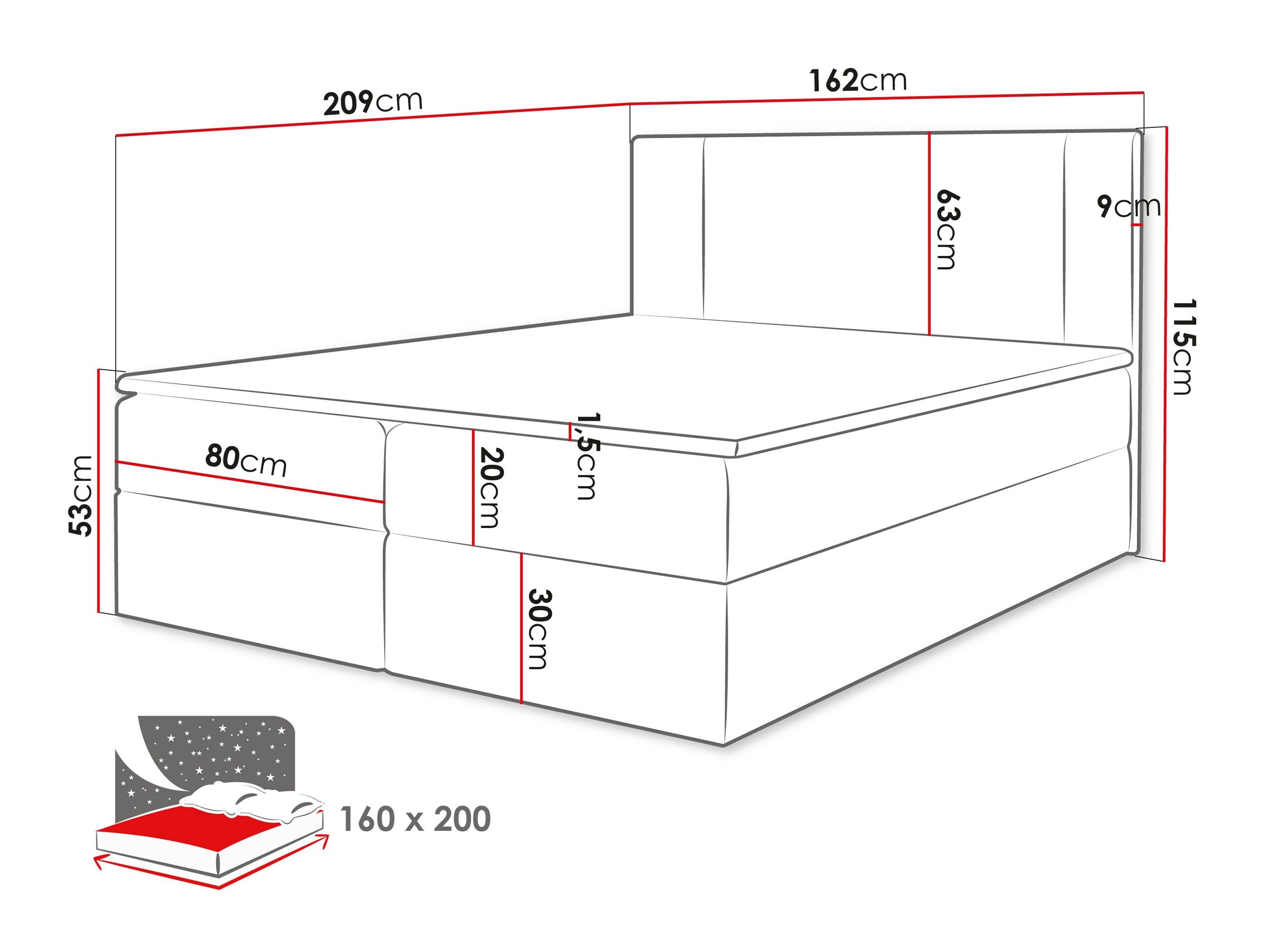 Boxspring postelja Zanesville 101 (Manila 26)