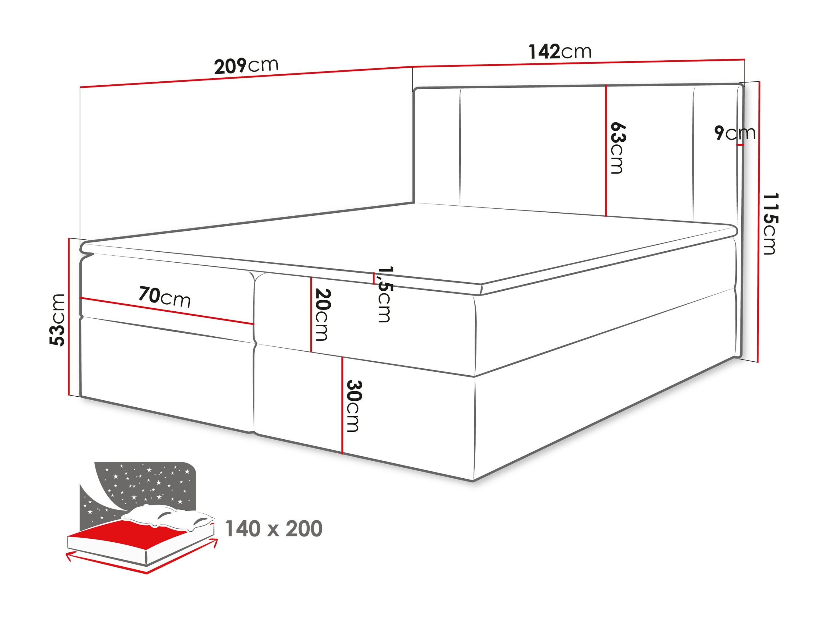 Boxspring postelja Zanesville 101 (Manila 35)