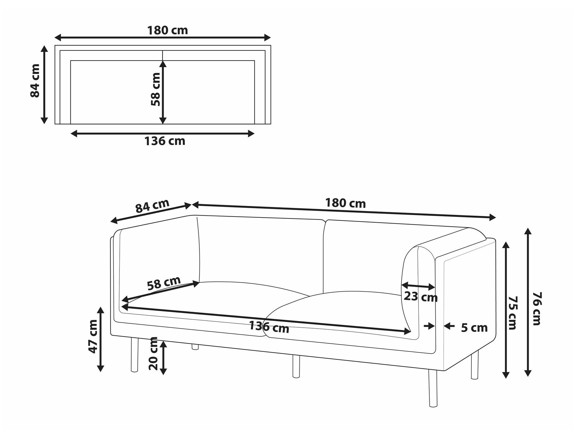 Kavč Berwyn 2684 (Bela + Rjava)