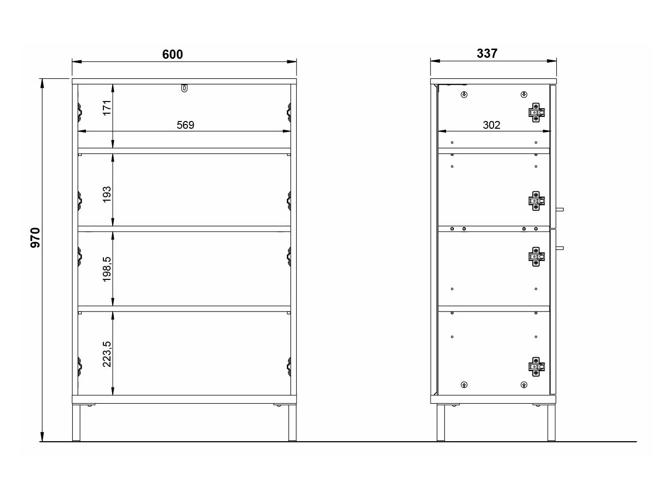 Prostostoječa Kopalniška omarica Ruvlevu 102 (Grafit + Navarra hrast)