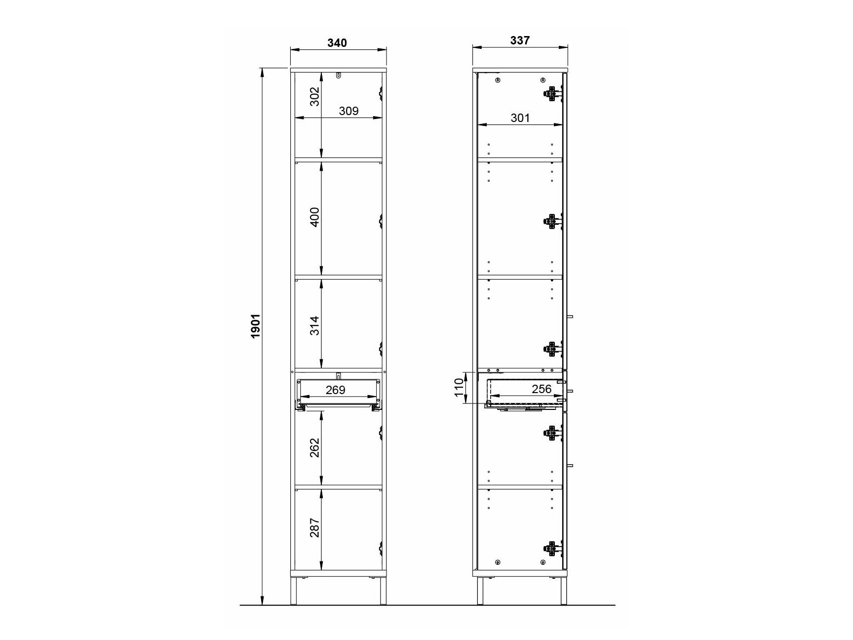 Prostostoječa Kopalniška omarica Ruvlevu 103 (Grafit + Navarra hrast)