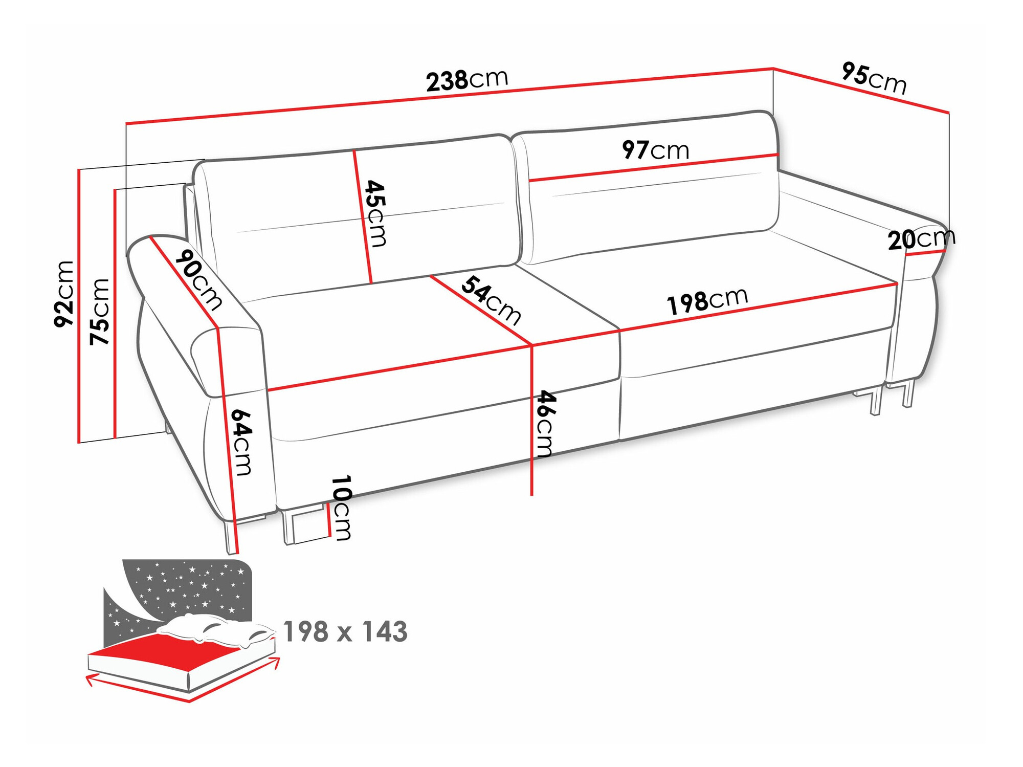 Raztegljiv kavč SL5367 Vakuumski paket