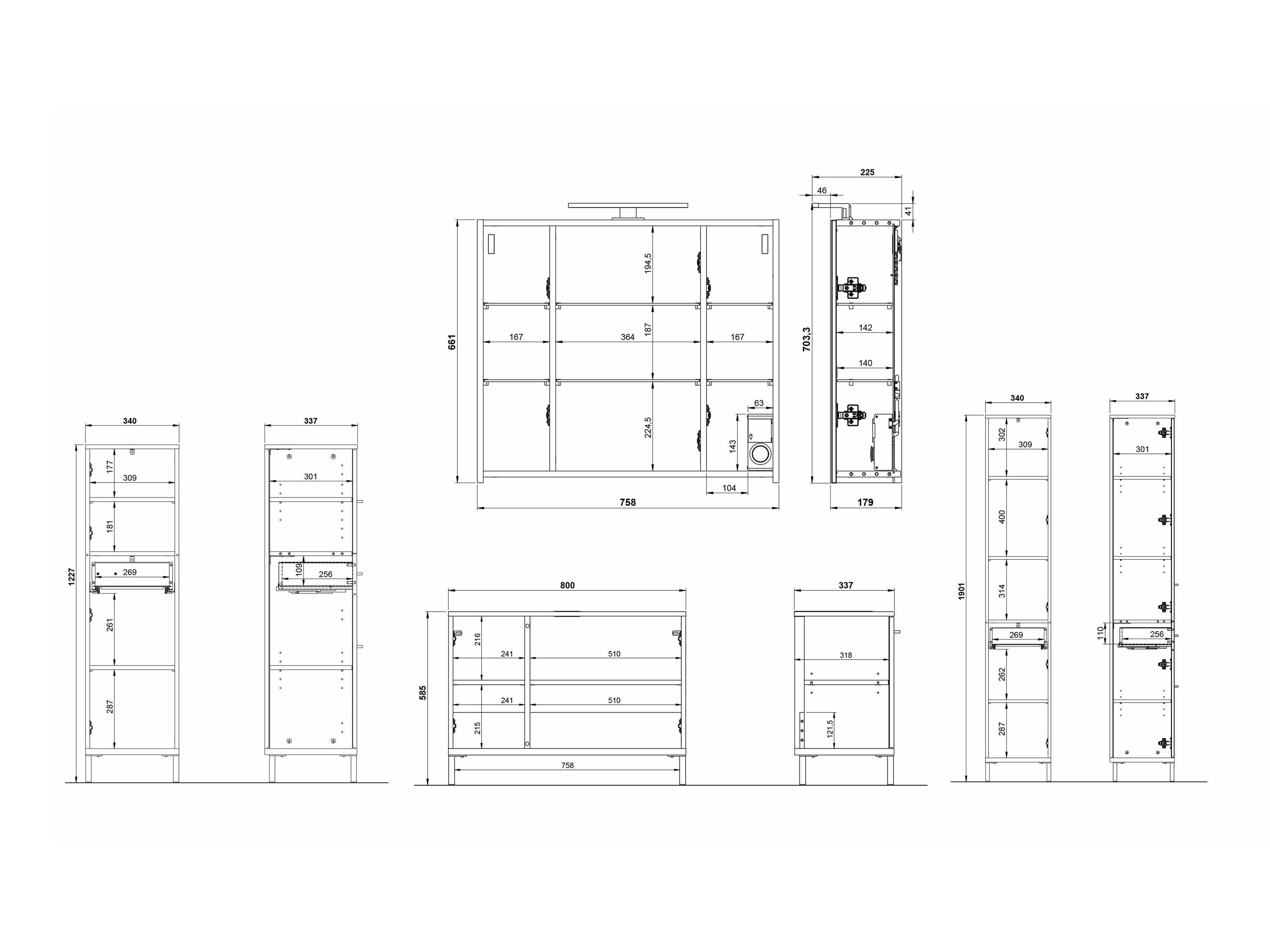 Kopalniški komplet Ruvlevu 105 (Svetlo siva + Oreh)