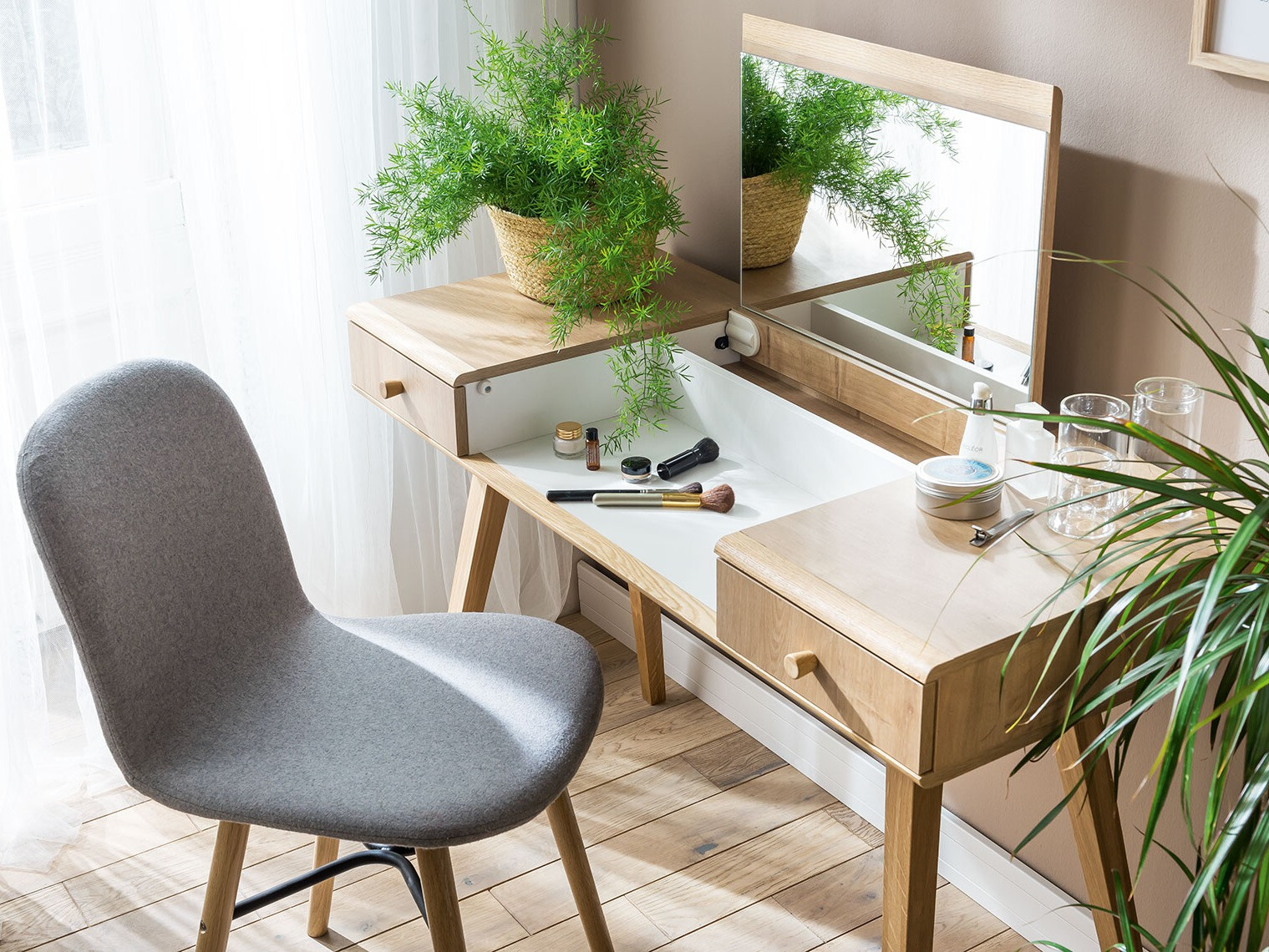 Toaletna mizica Ruvruvi 100 (Bela + Hrast)