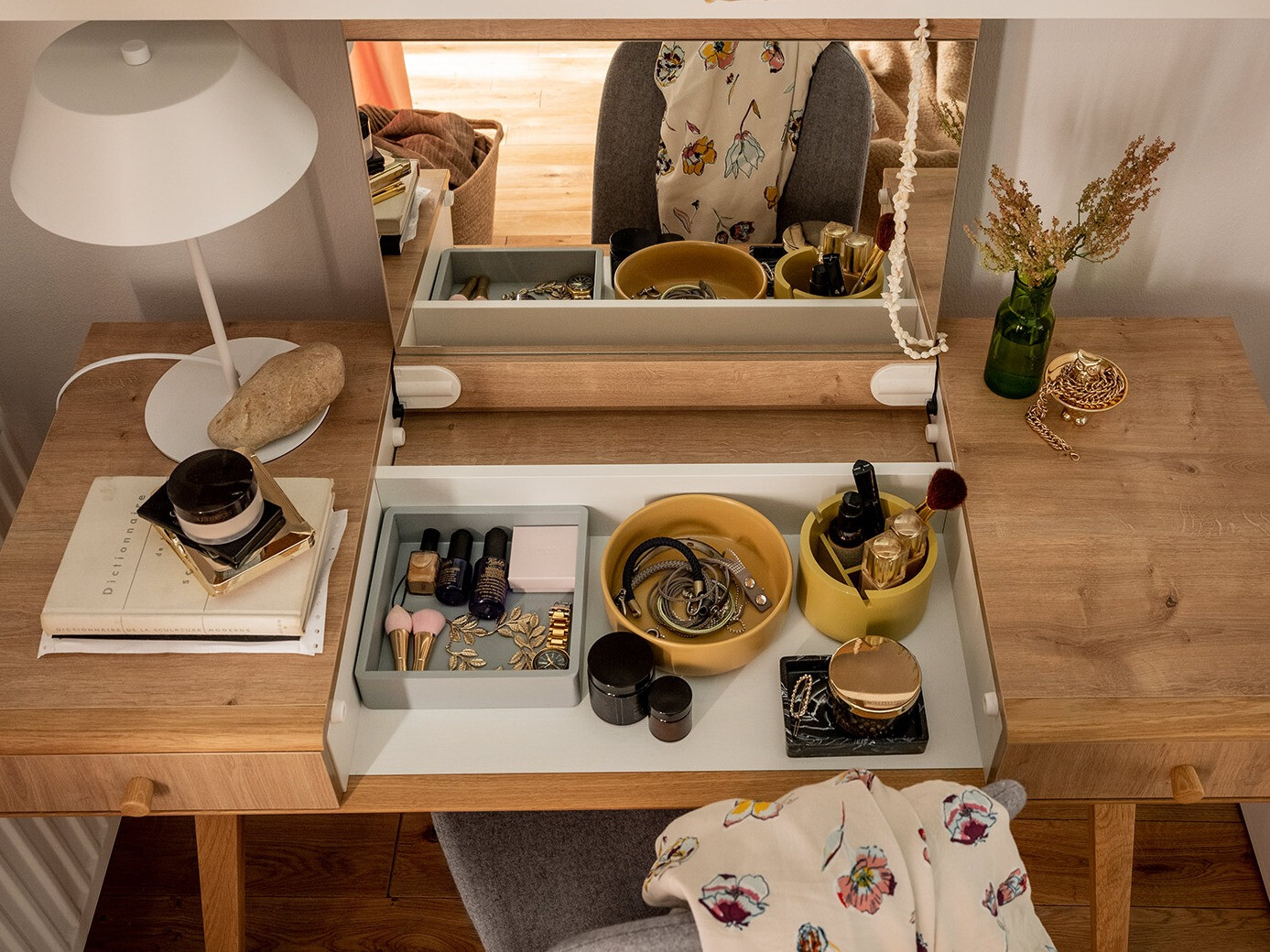 Toaletna mizica Ruvruvi 100 (Bela + Hrast)