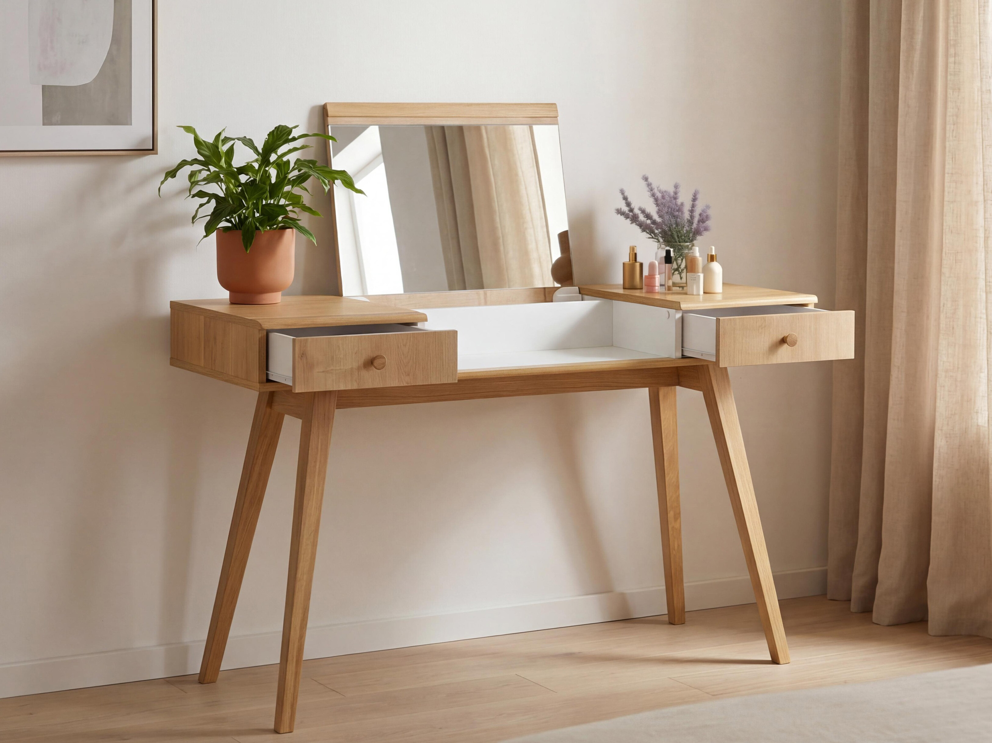 Toaletna mizica Ruvruvi 100 (Bela + Hrast)