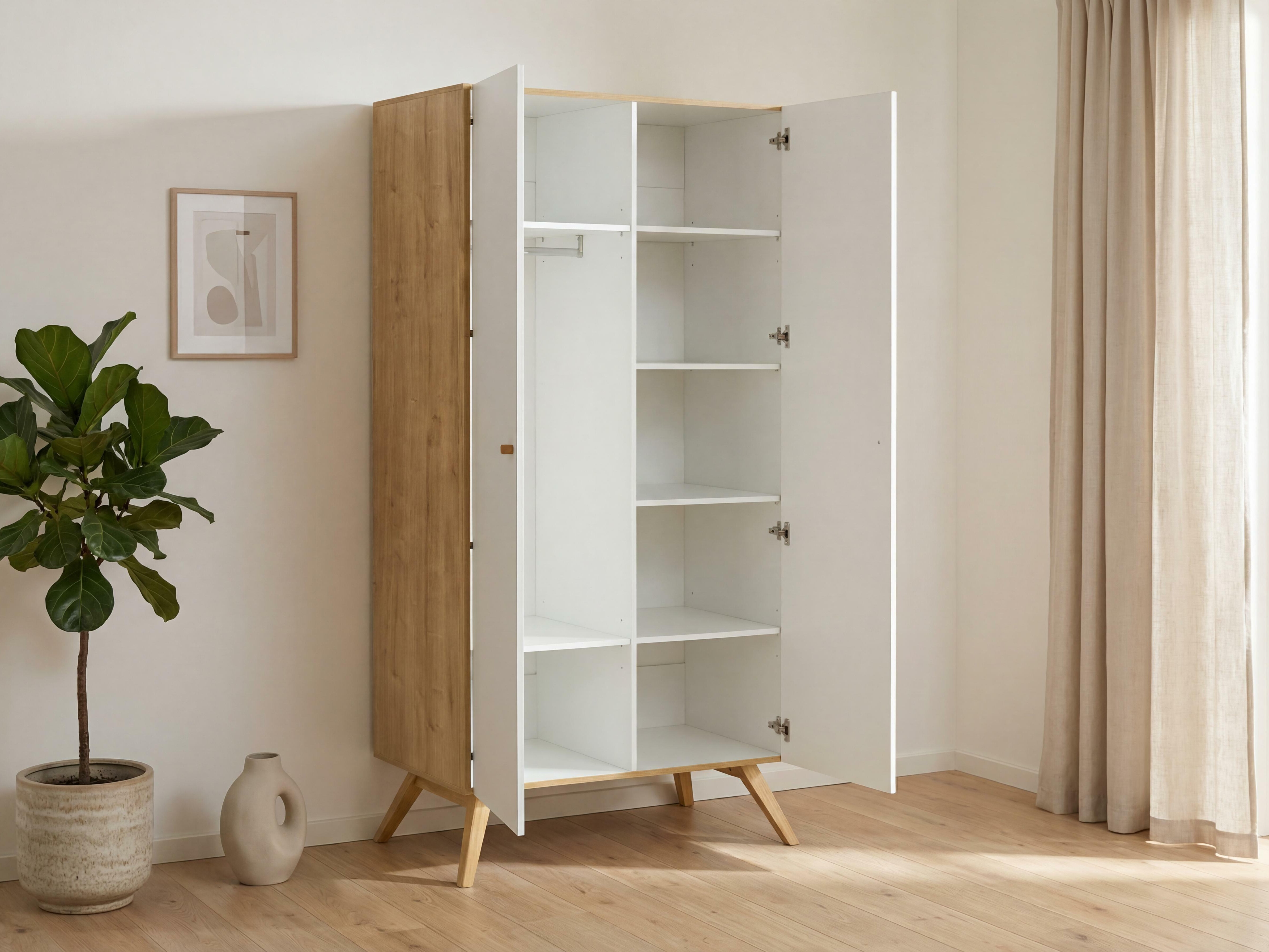 Garderobna omara Ruvruvi 101 (Bela + Hrast)