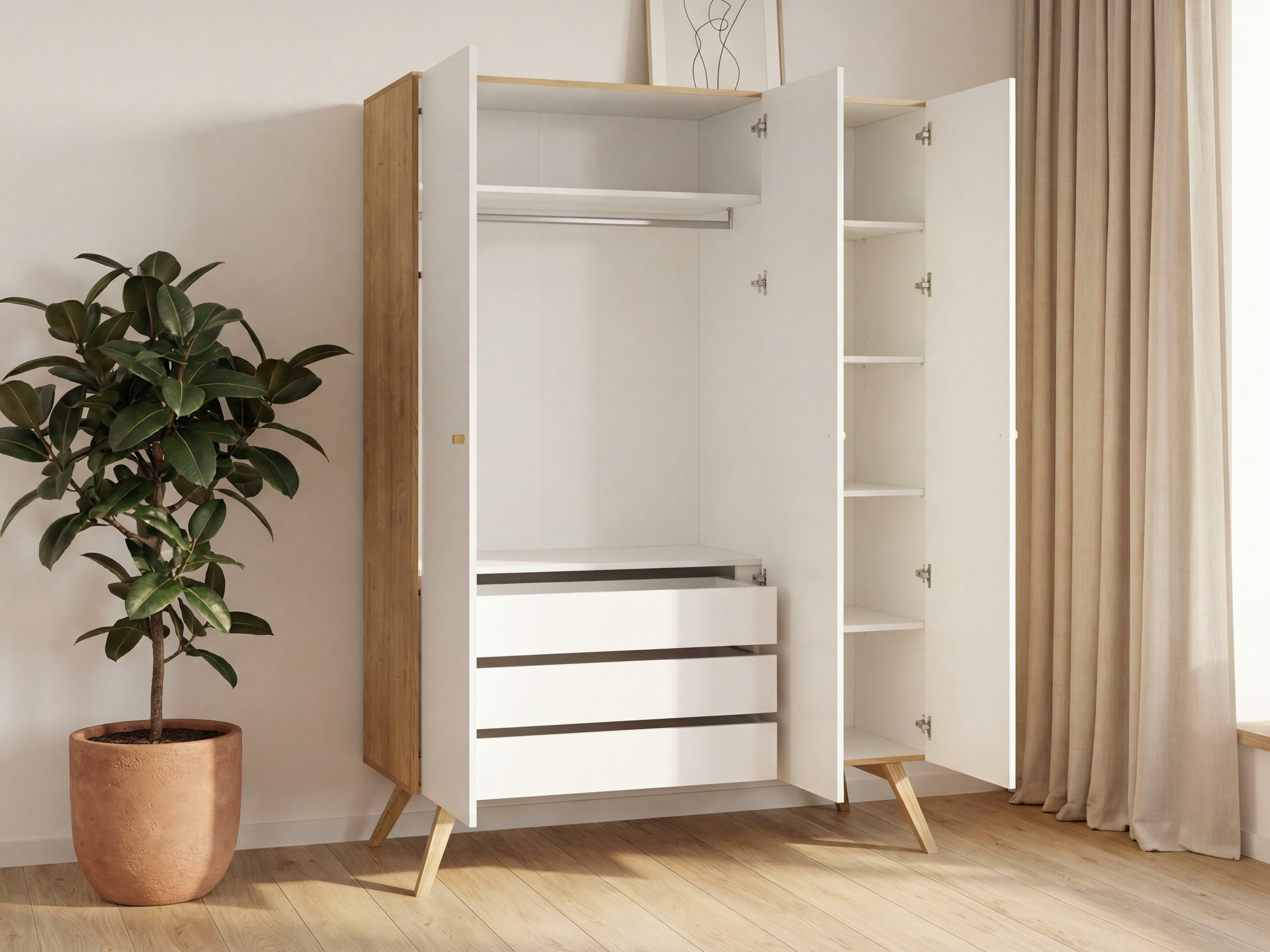 Garderobna omara Ruvruvi 102 (Bela + Hrast)