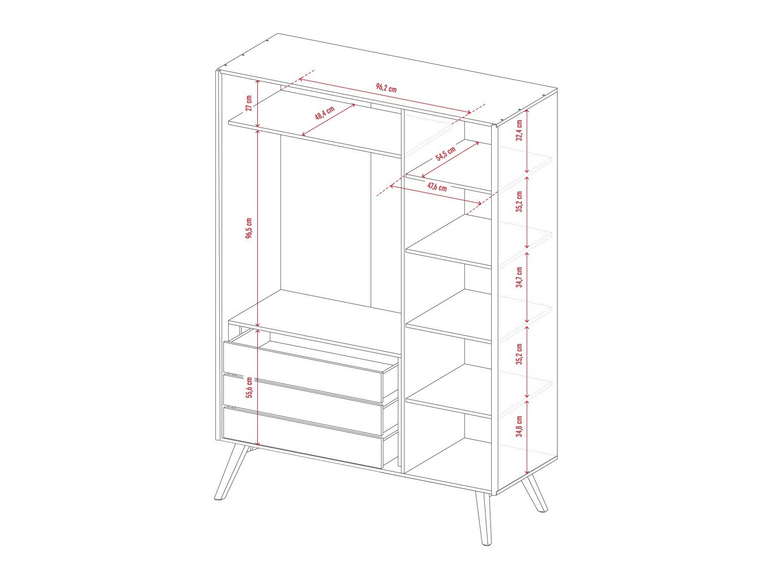 Garderobna omara Ruvruvi 102 (Bela + Hrast)