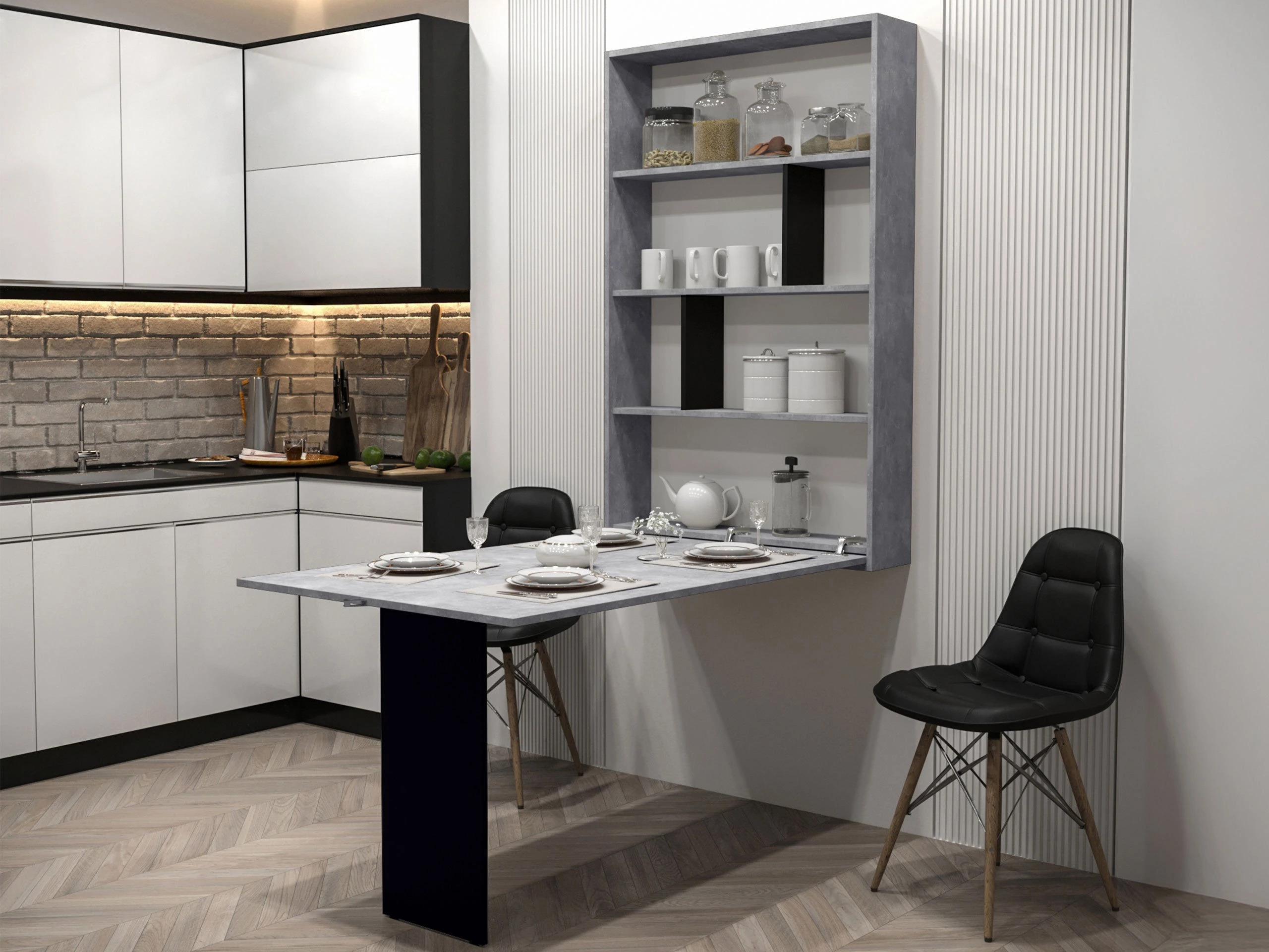 Zložljiva miza Hartford 428 (Črna + Beton)