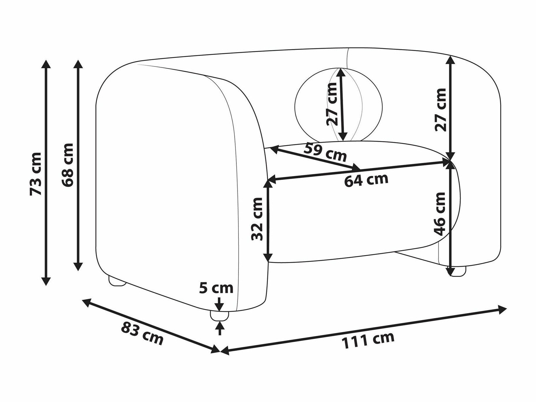 Fotelj Veselme 100 (Bela)