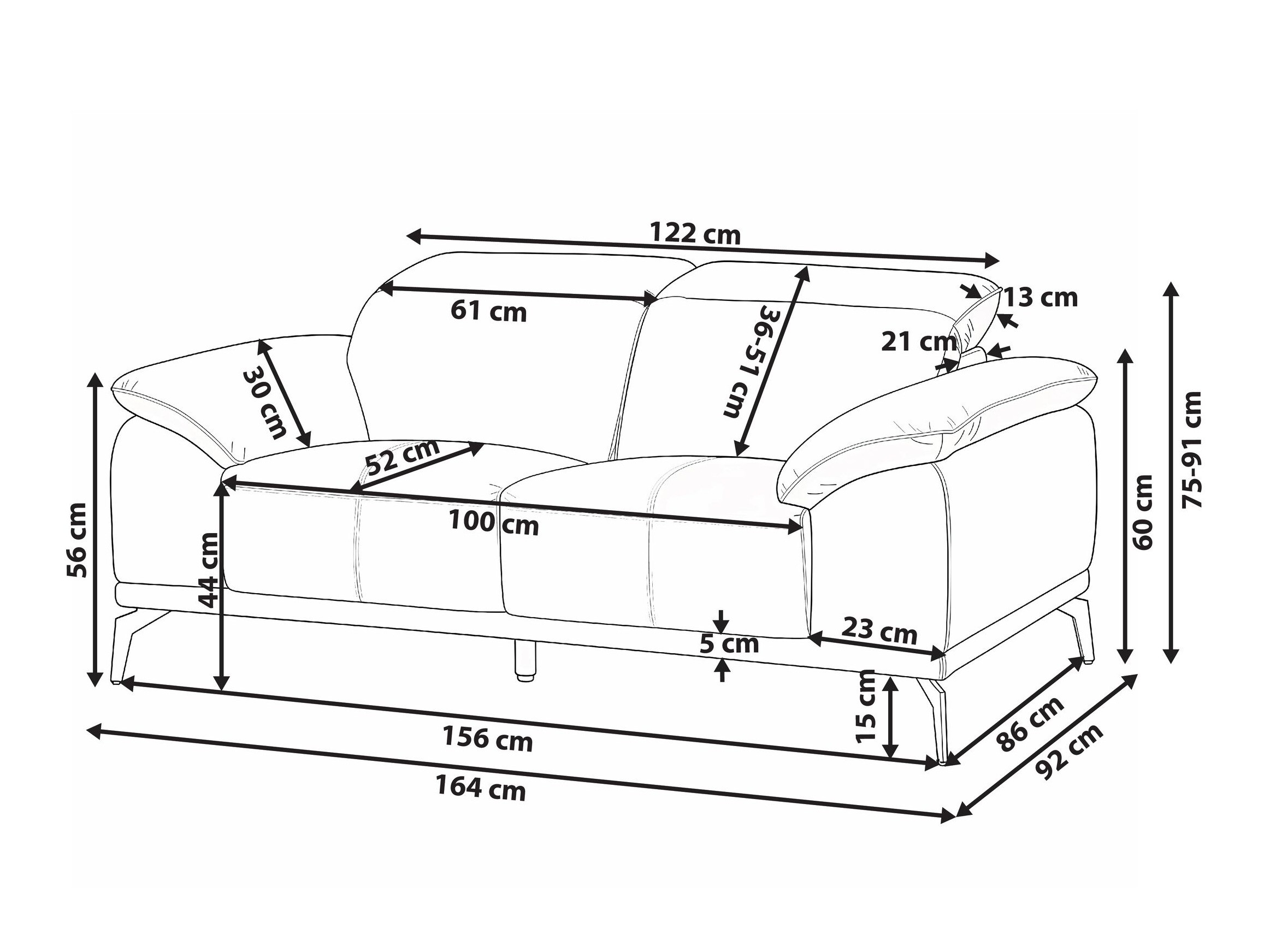 Kavč Berwyn 3125 (Črna)