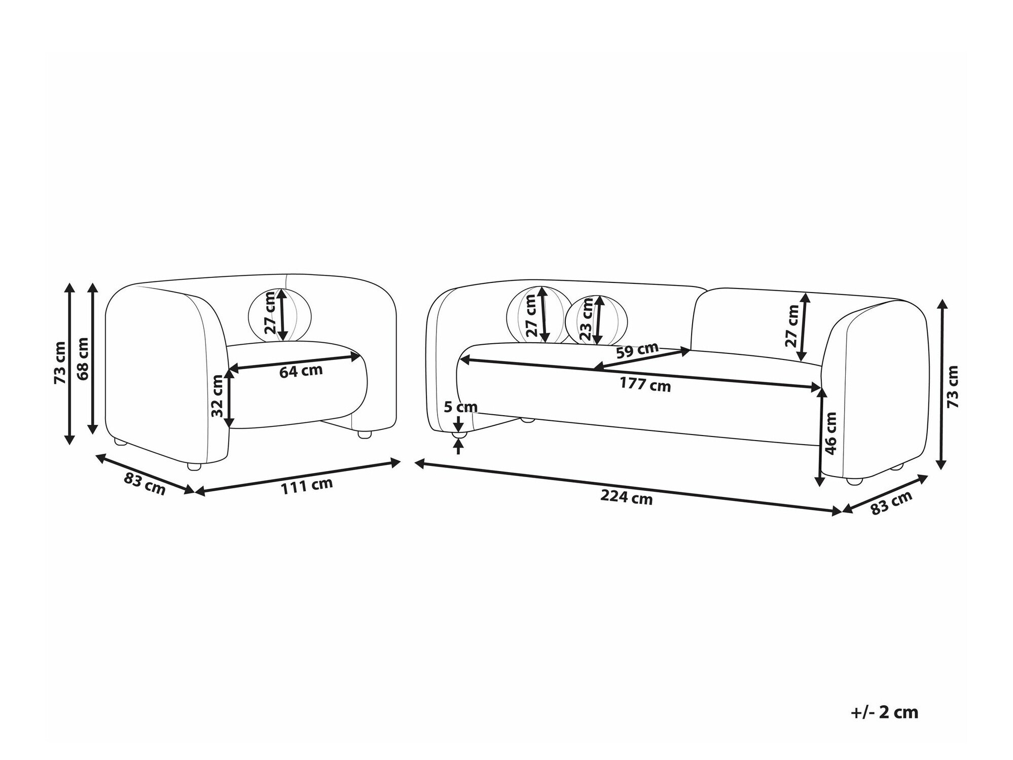 Komplet oblazinjenega pohištva Veselme 104 (Taupe)