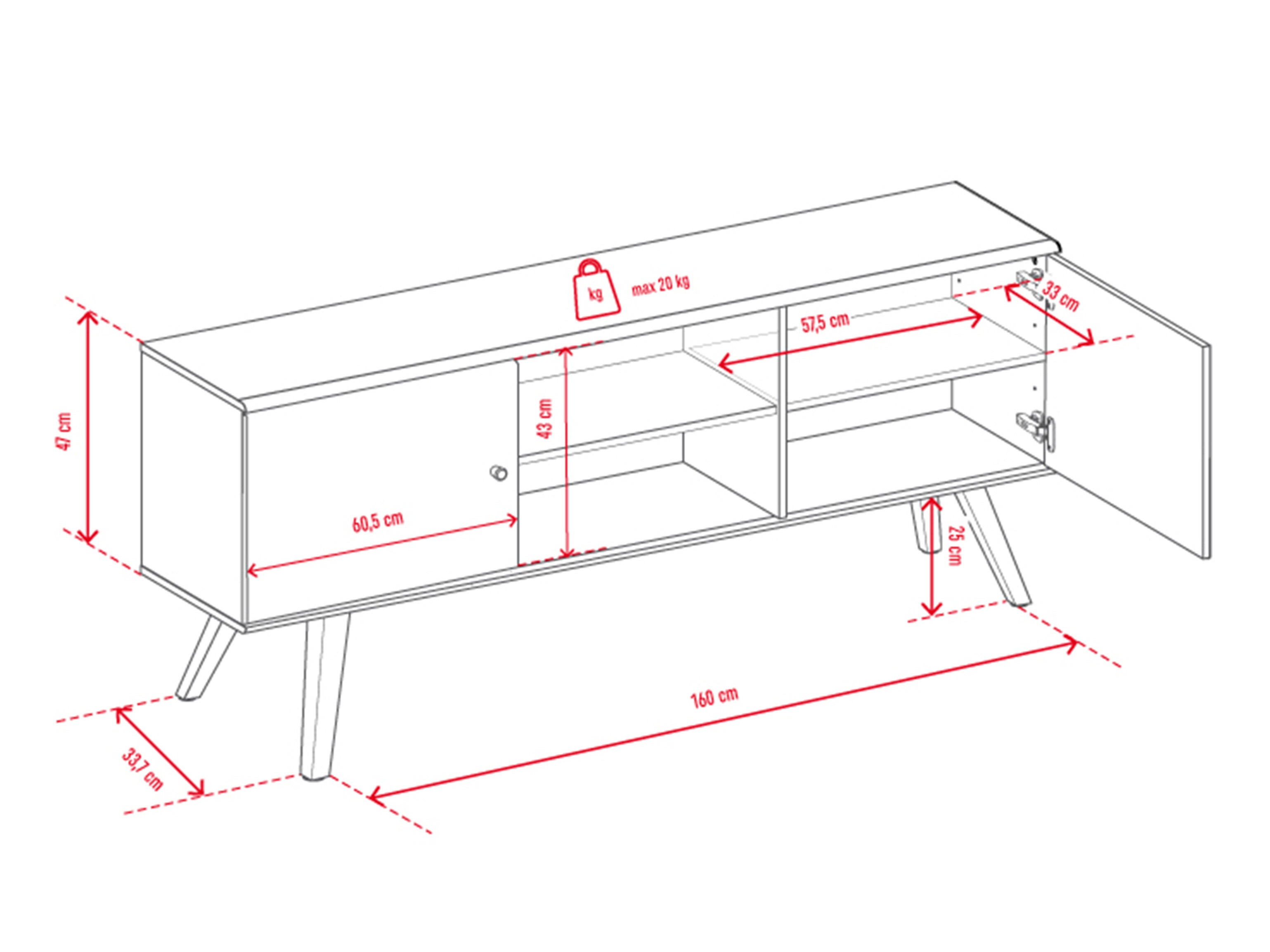 TV-omarica Ruvruvi 109 (Bela + Hrast)