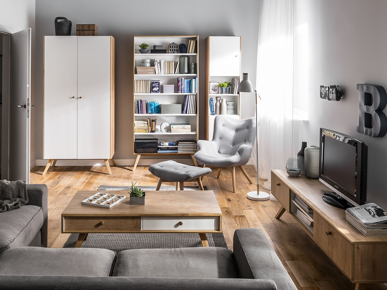 TV-omarica Ruvruvi 112 (Bela + Hrast)