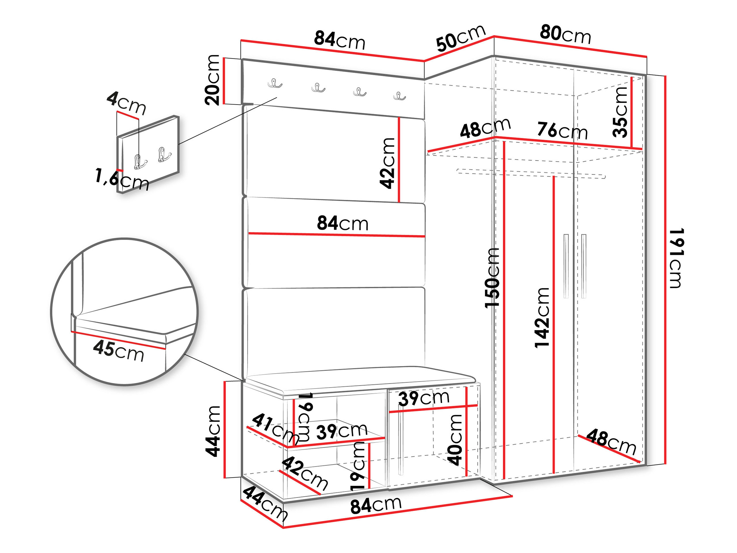 Komplet za predsobo Nitos I (Artisan hrast)