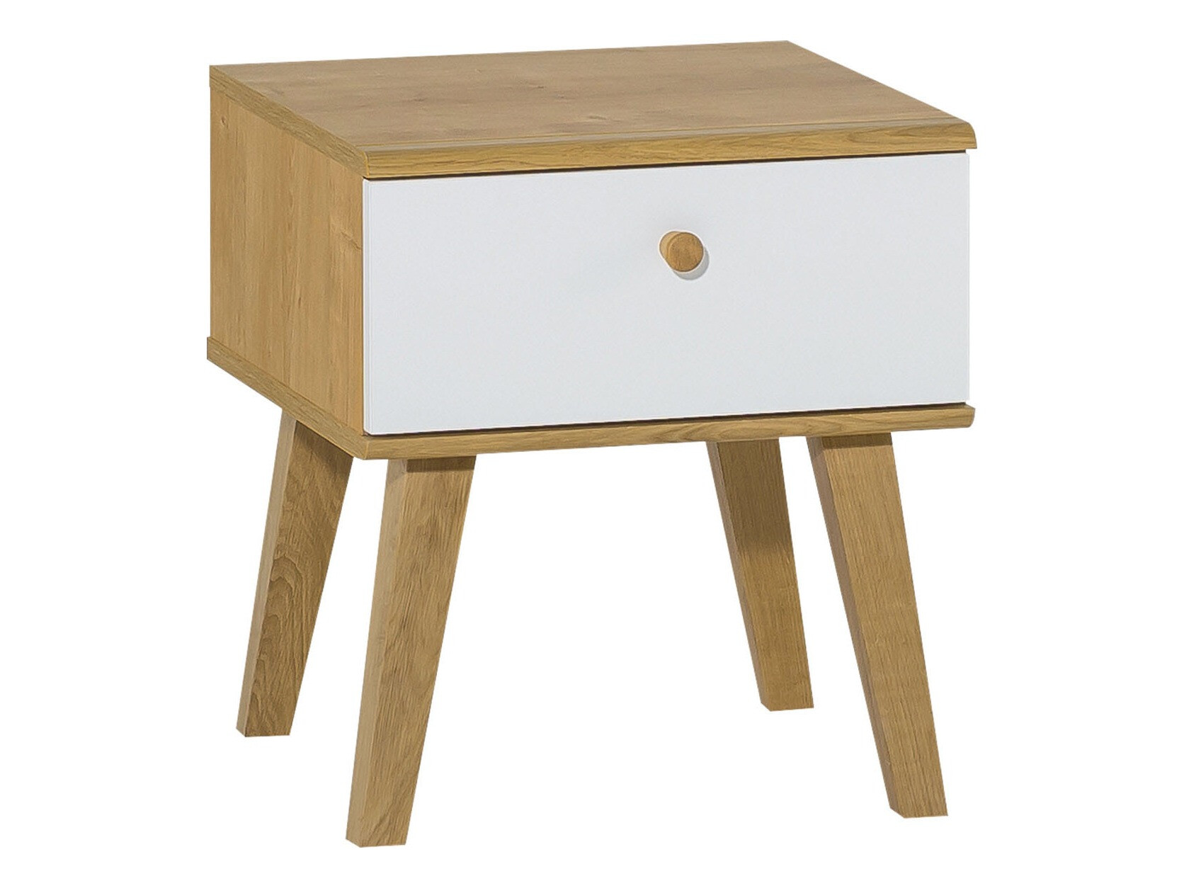 Nočna omarica Ruvruvi 113 (Bela + Hrast)
