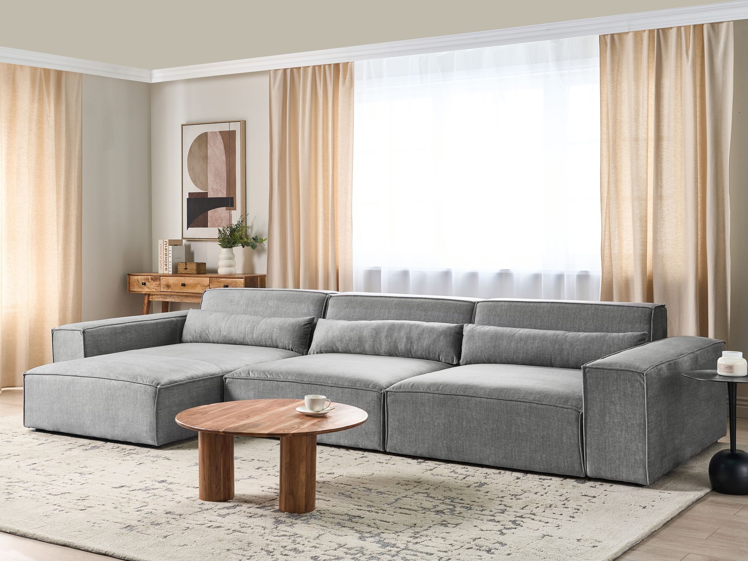 Modularna kotna sedežna garnitura Tivsora 104 (Siva)