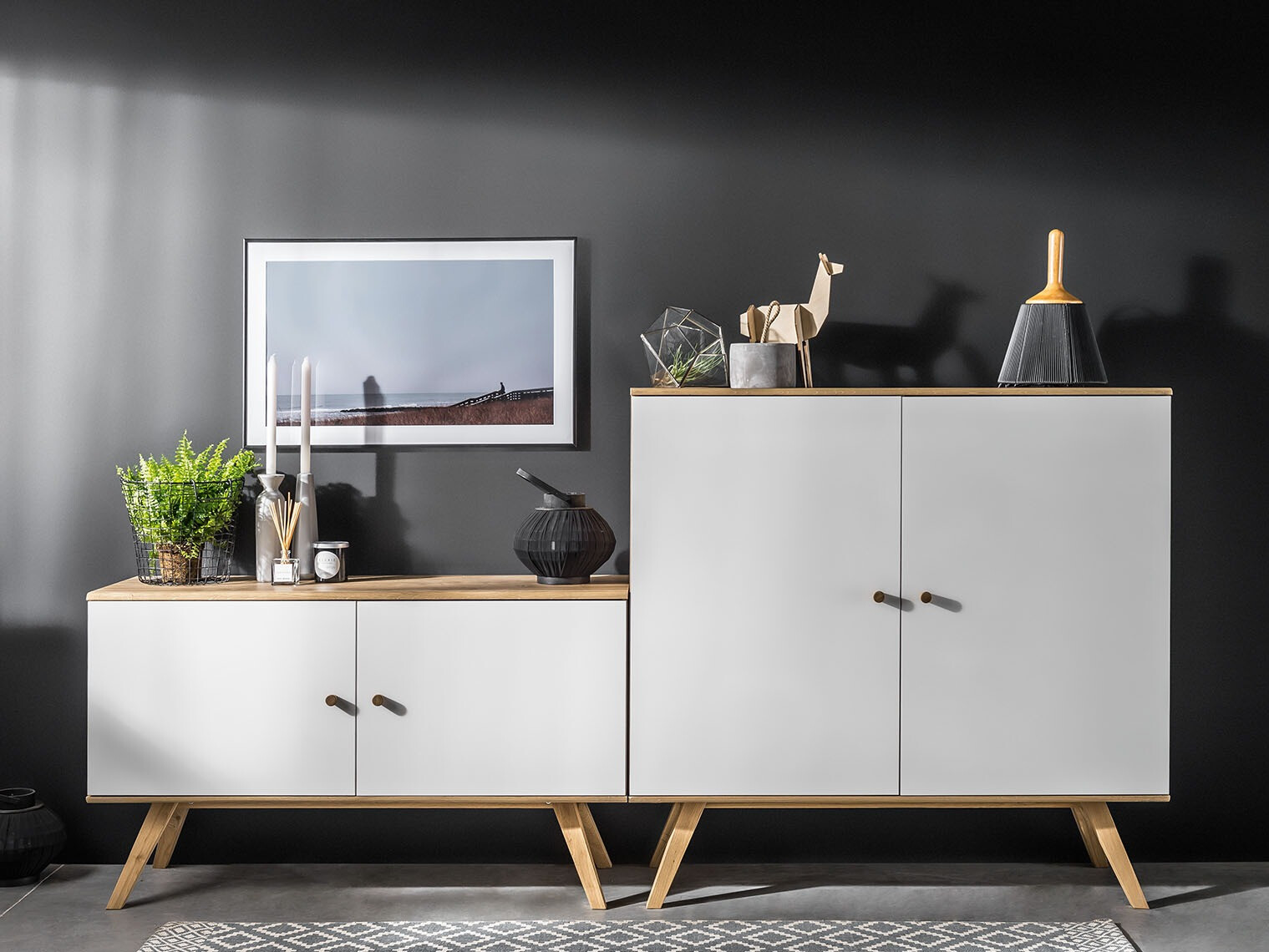 Komplet za dnevno sobo Ruvruvi 121 (Bela + Hrast)