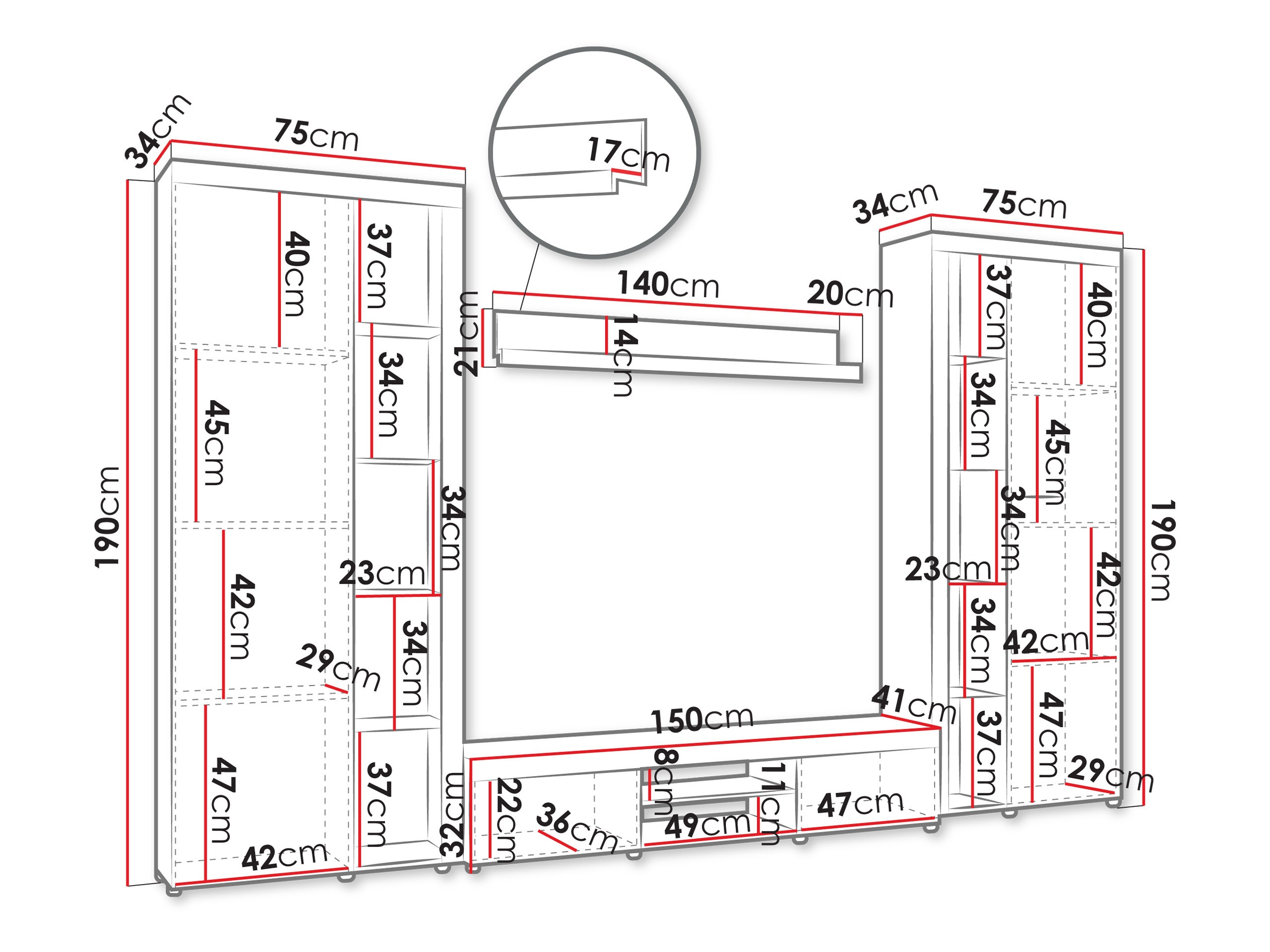 Komplet za dnevno sobo Soca II (Bela)
