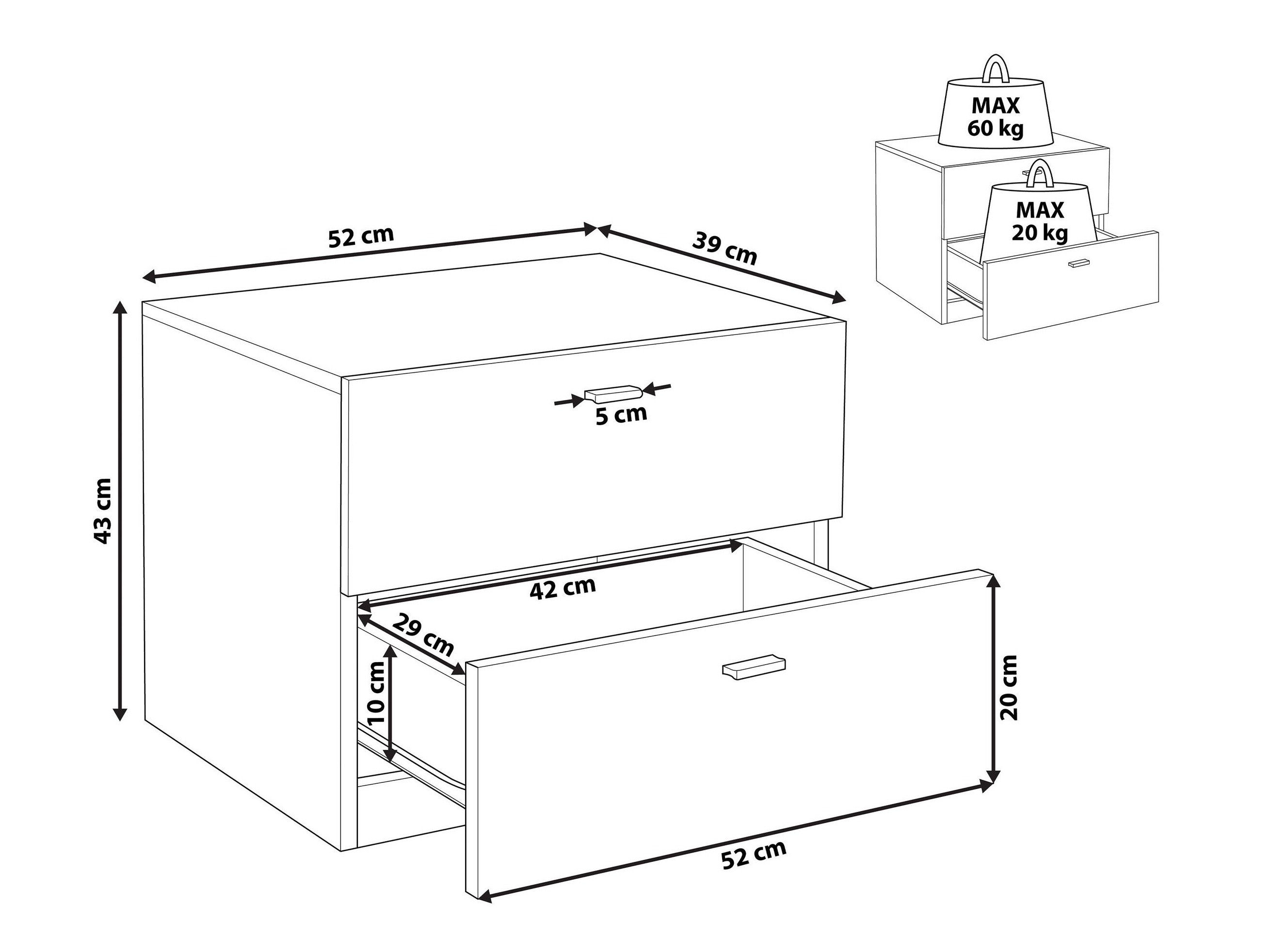 Nočna omarica Berwyn 3156