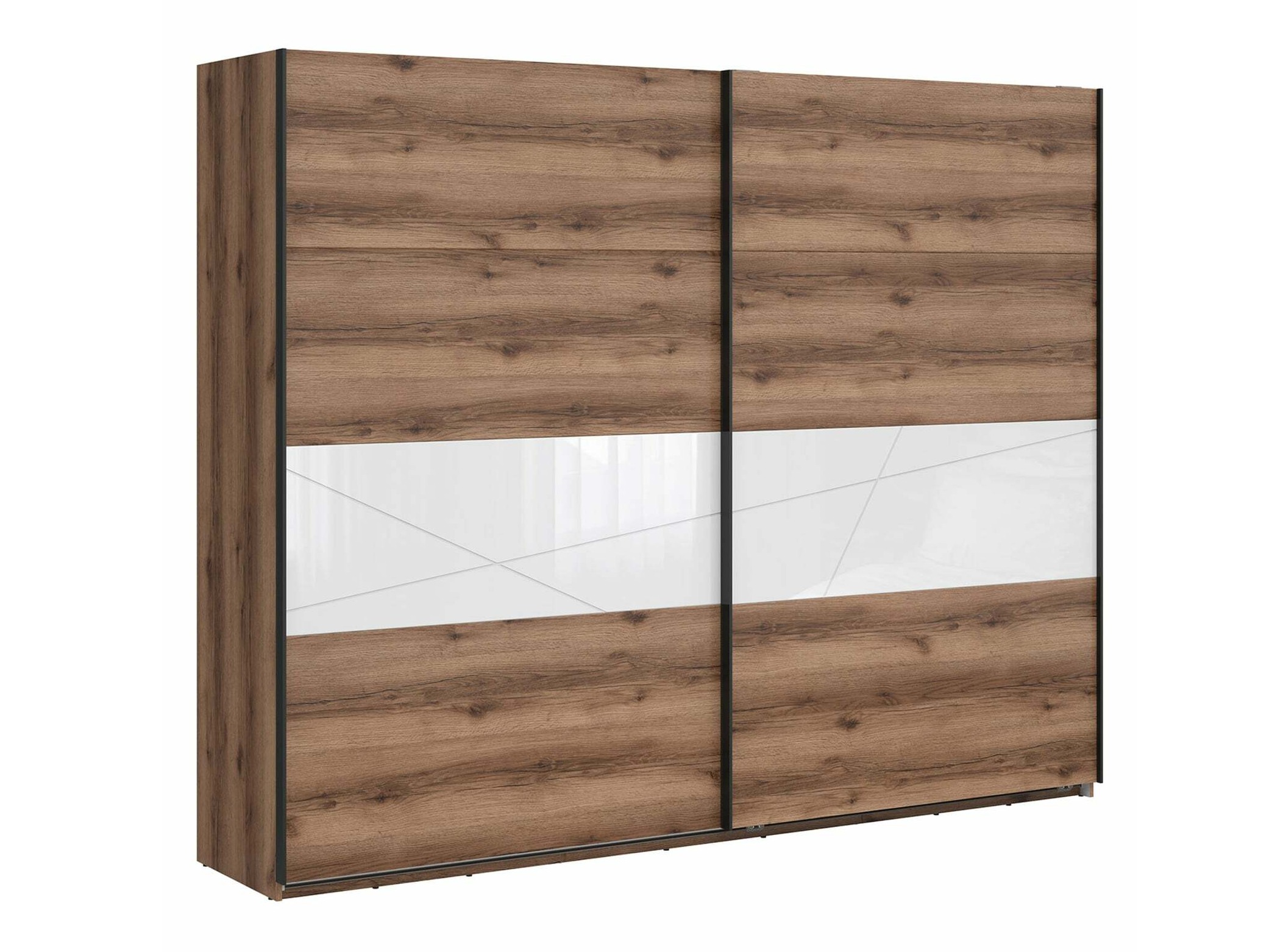 Garderobna omara Fivale 124 (Temni delano hrast + Sijaj bela)