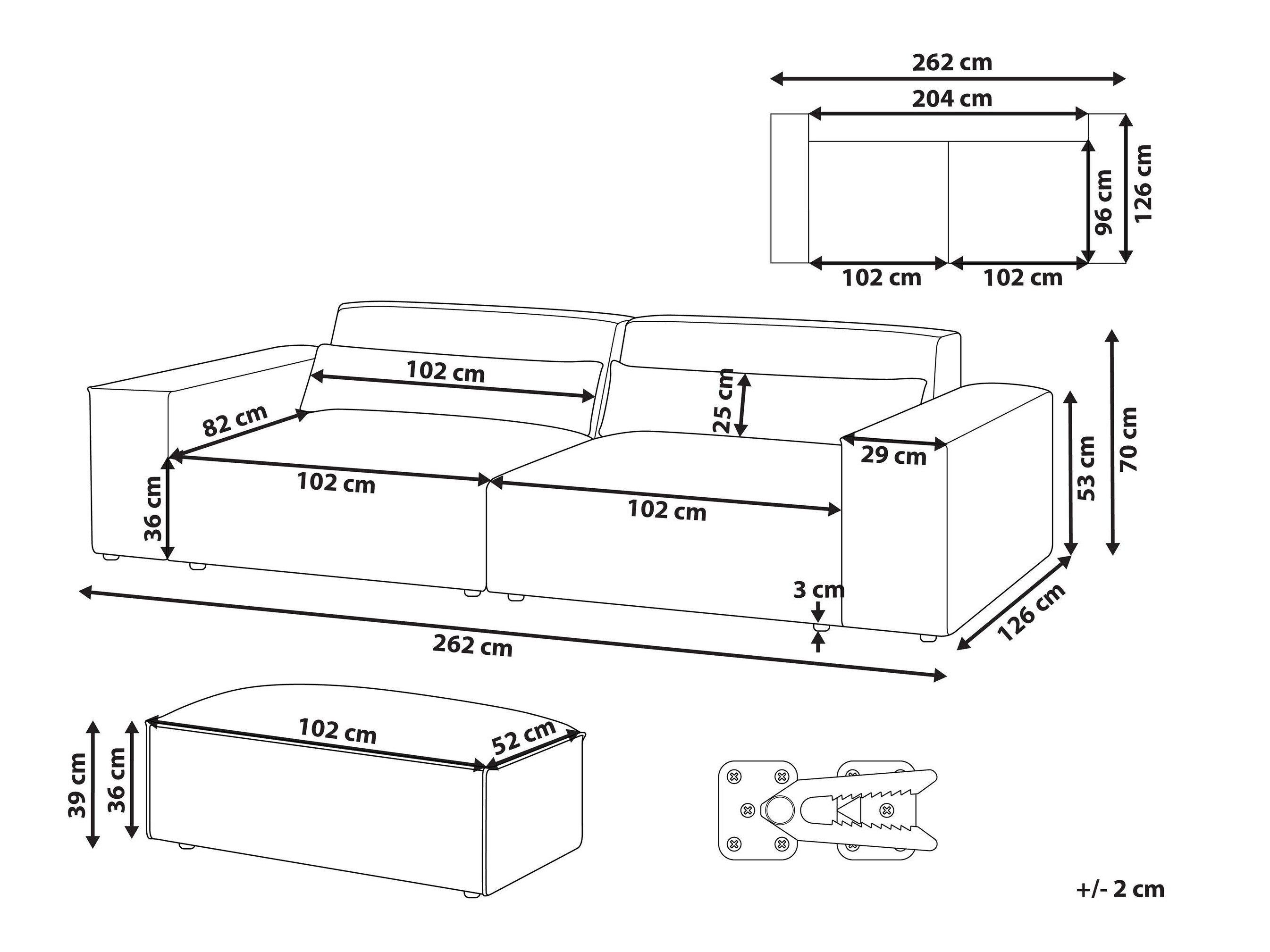 Komplet oblazinjenega pohištva Tivsora 107 (Svetlo bež)