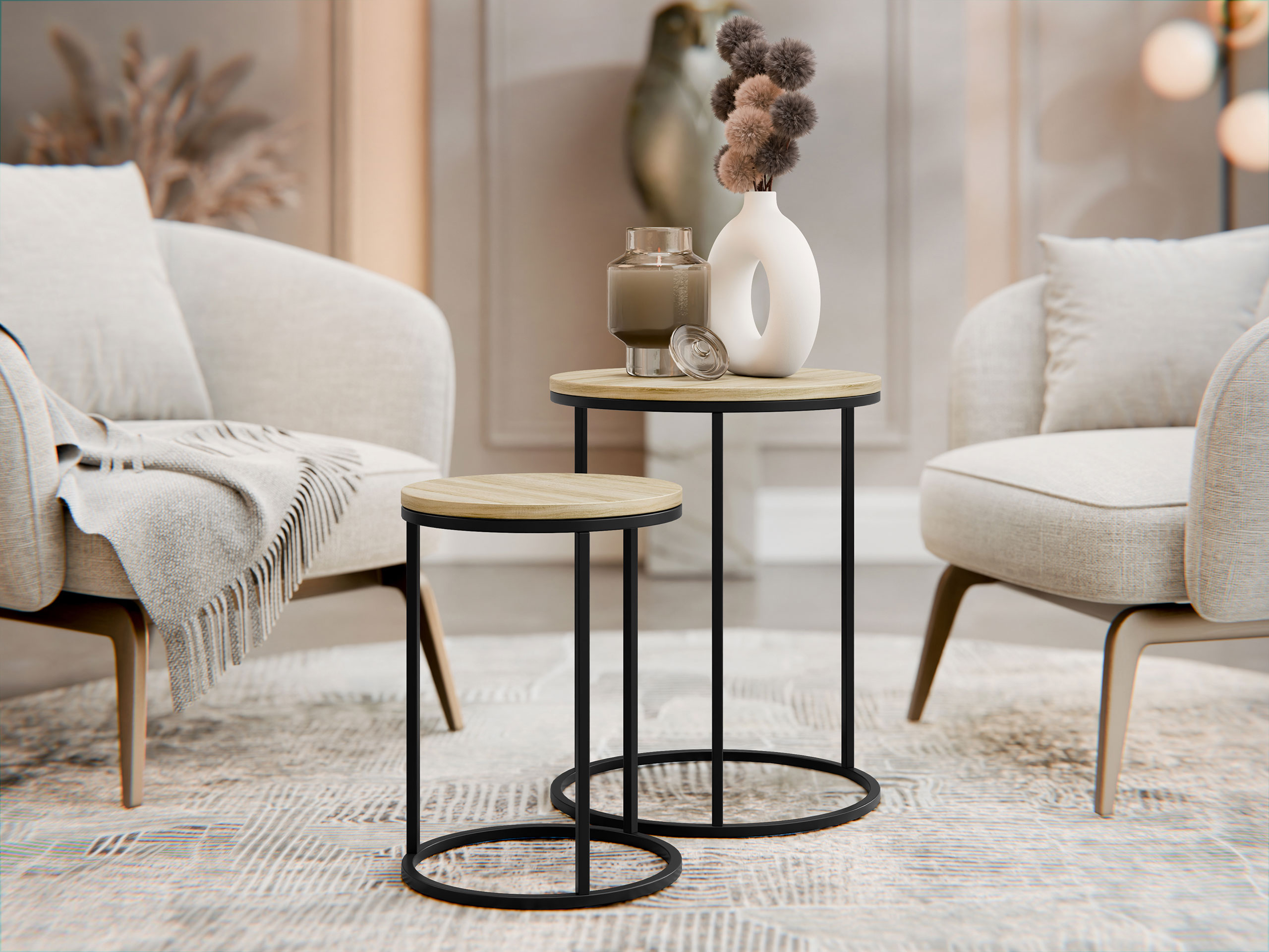 Komplet stranskih mizic Iter (Svetel les)