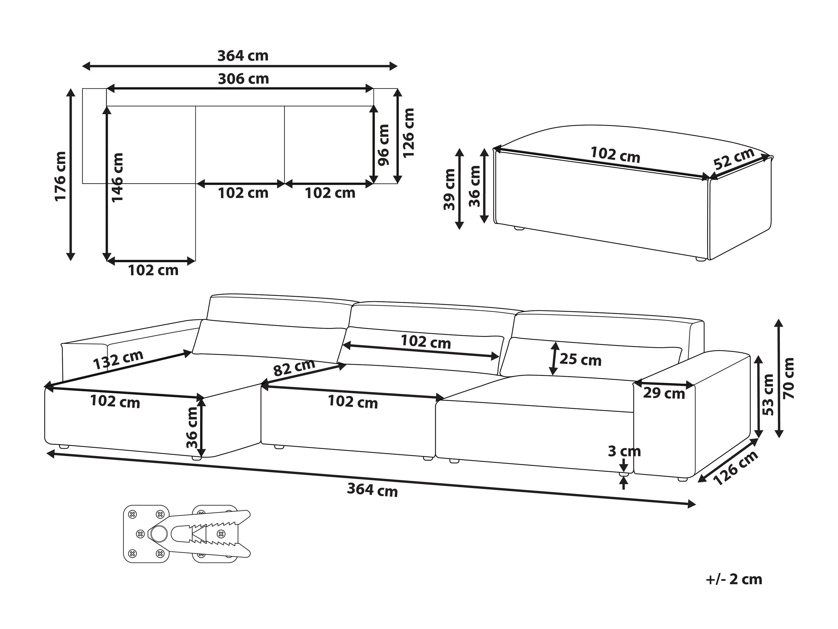 Komplet oblazinjenega pohištva Tivsora 108 (Svetlo rjava)