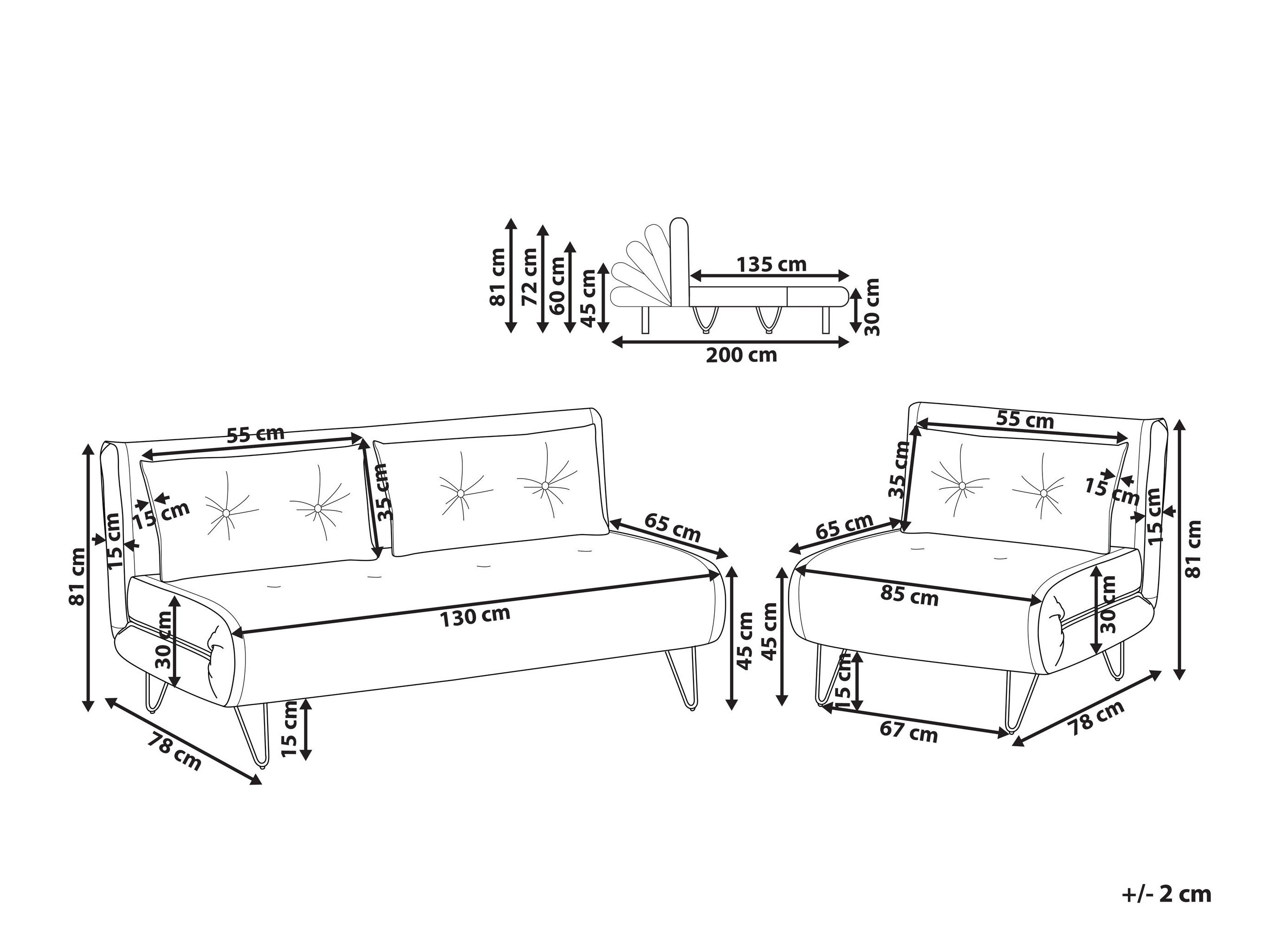 Komplet oblazinjenega pohištva Berwyn 3165 (Svetlo bež)