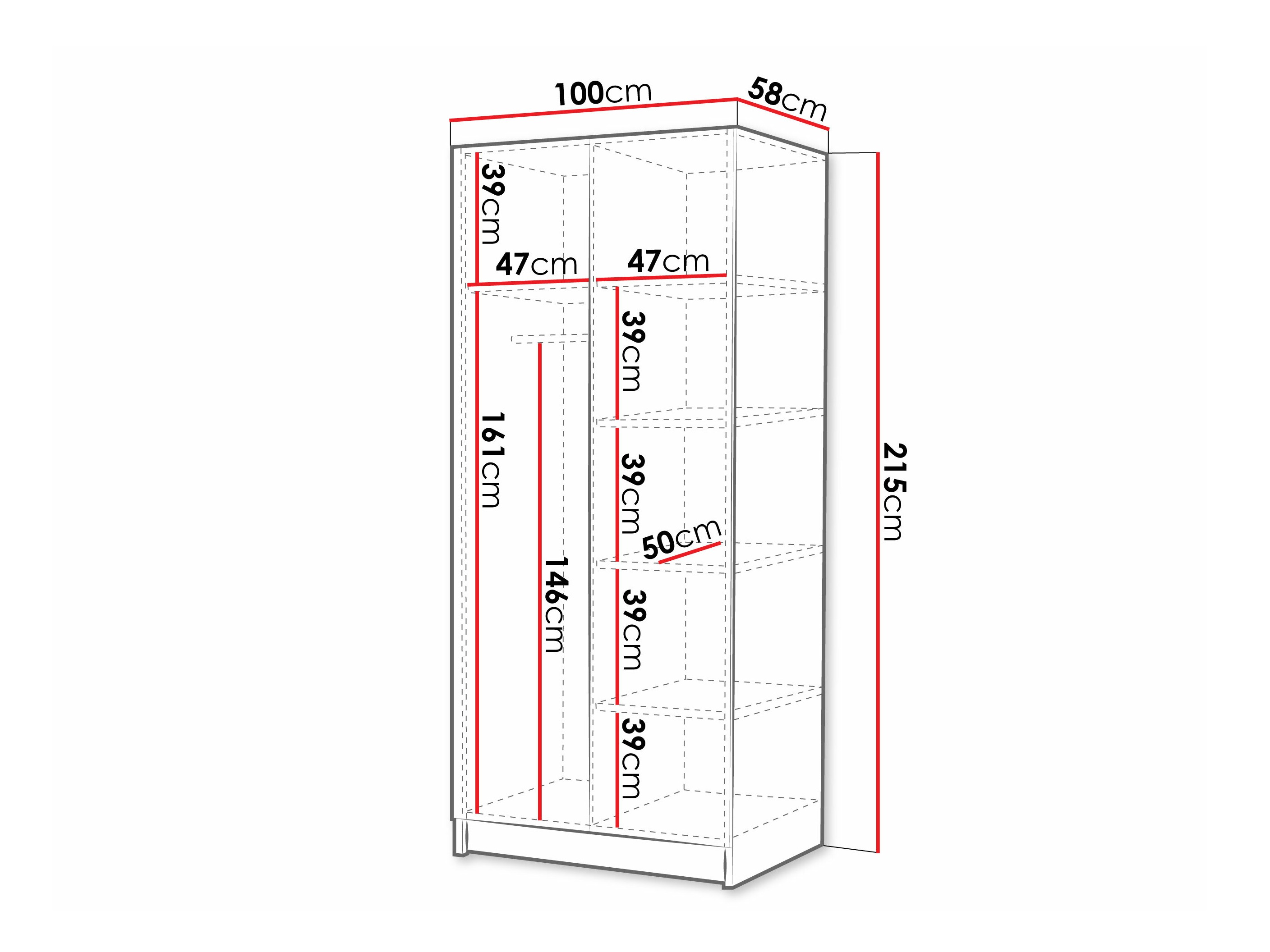 Garderobna omara Closico Staton II (Bela + Črna)