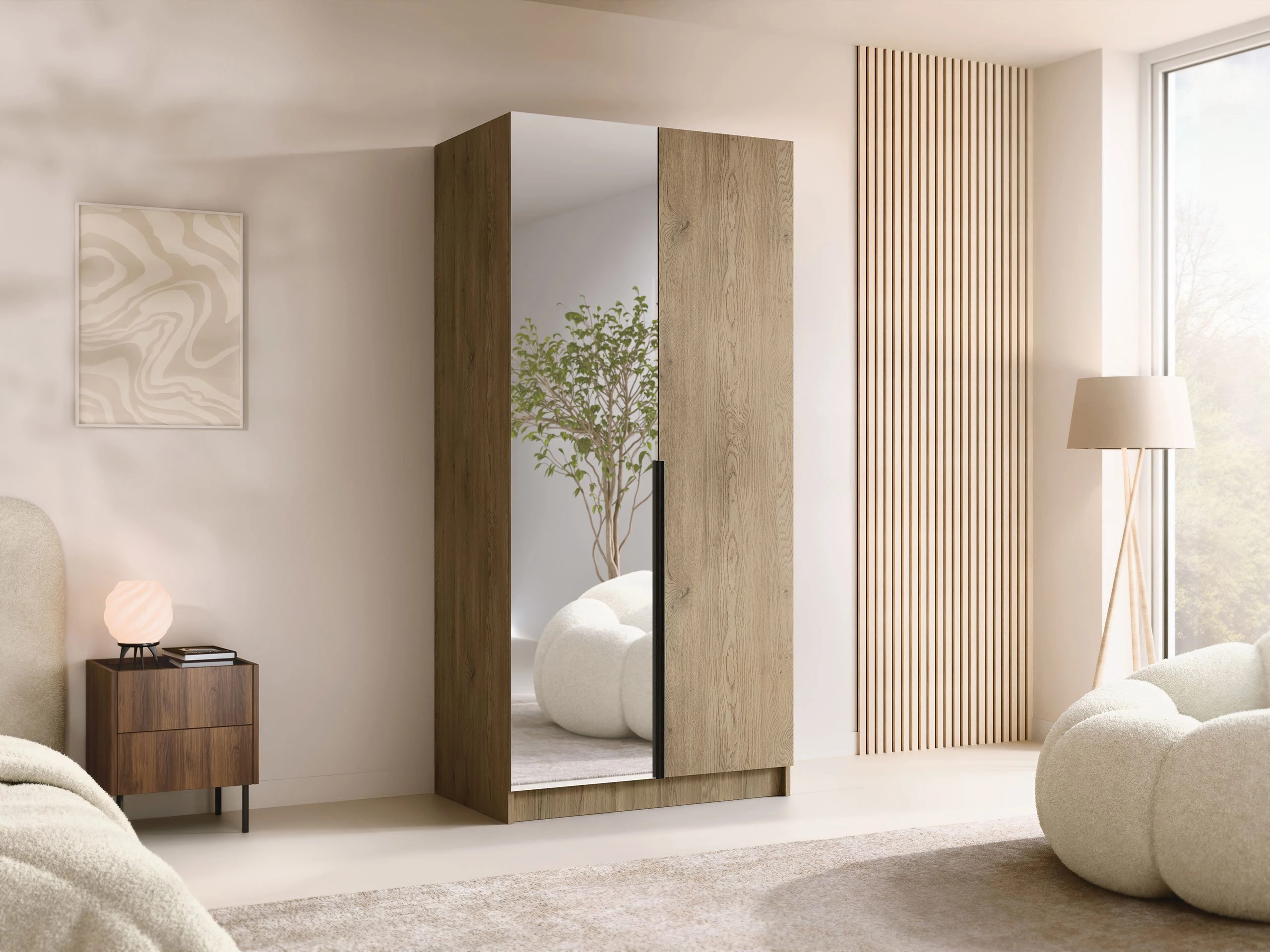 Garderobna omara Closico Staton II (Svetel les + Črna)