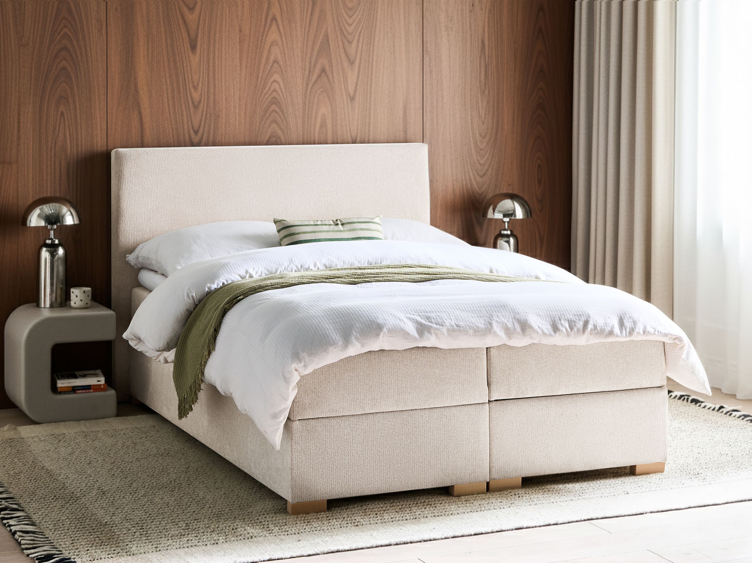 Boxspring postelja Berwyn 3174 (Svetlo bež)