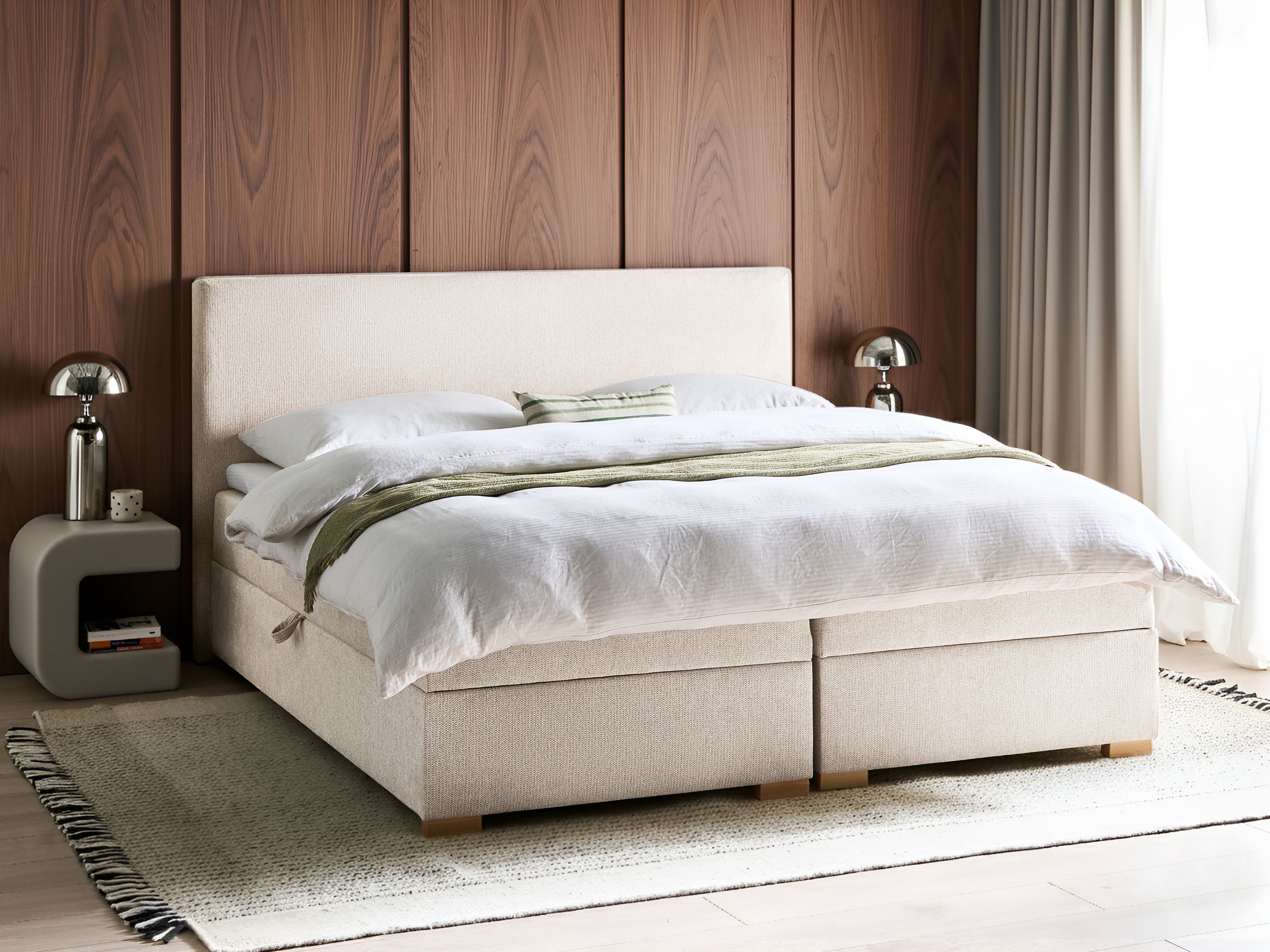 Boxspring postelja Berwyn 3174 (Svetlo bež)