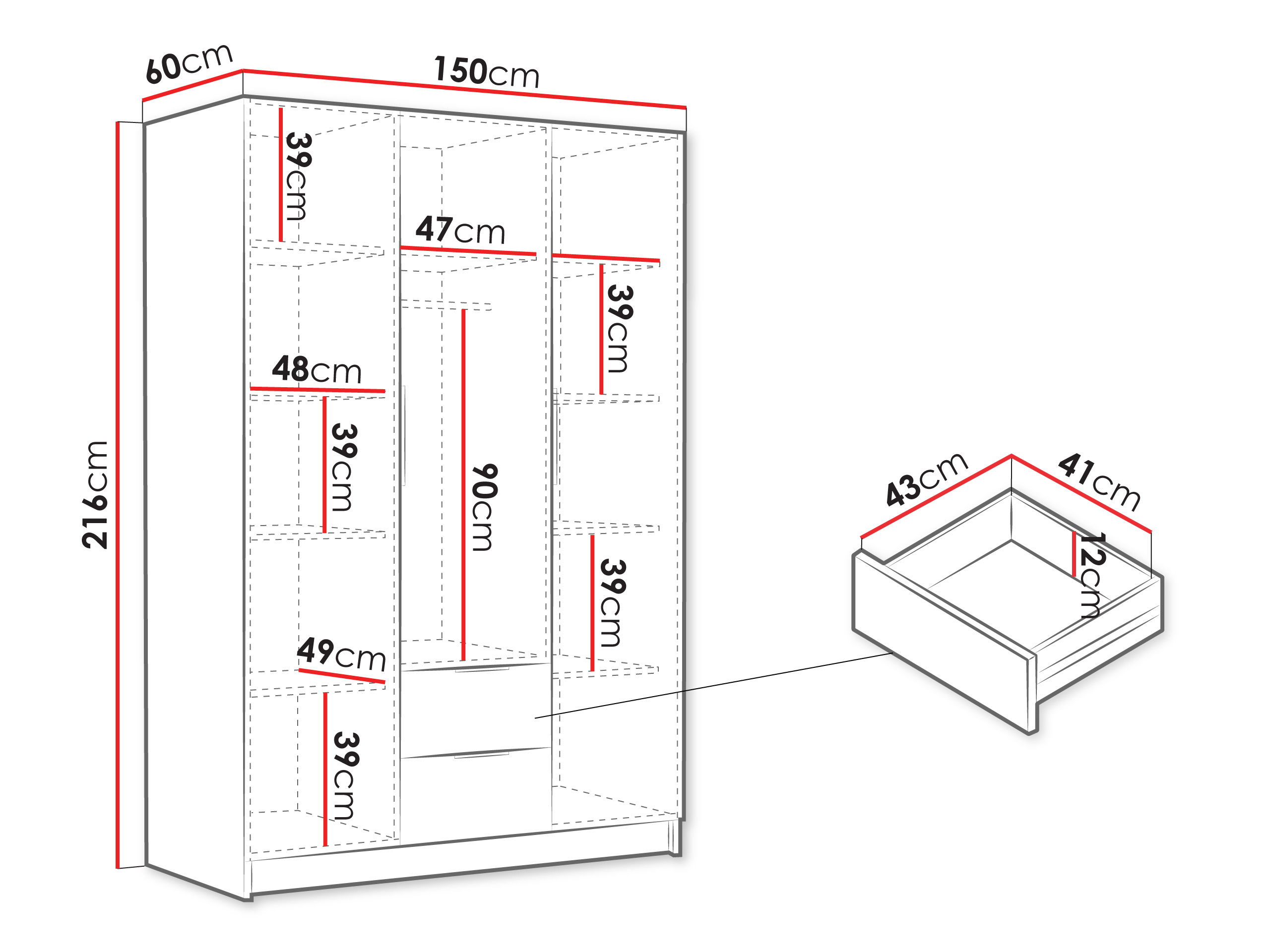 Garderobna omara Closico 200 (Črna)