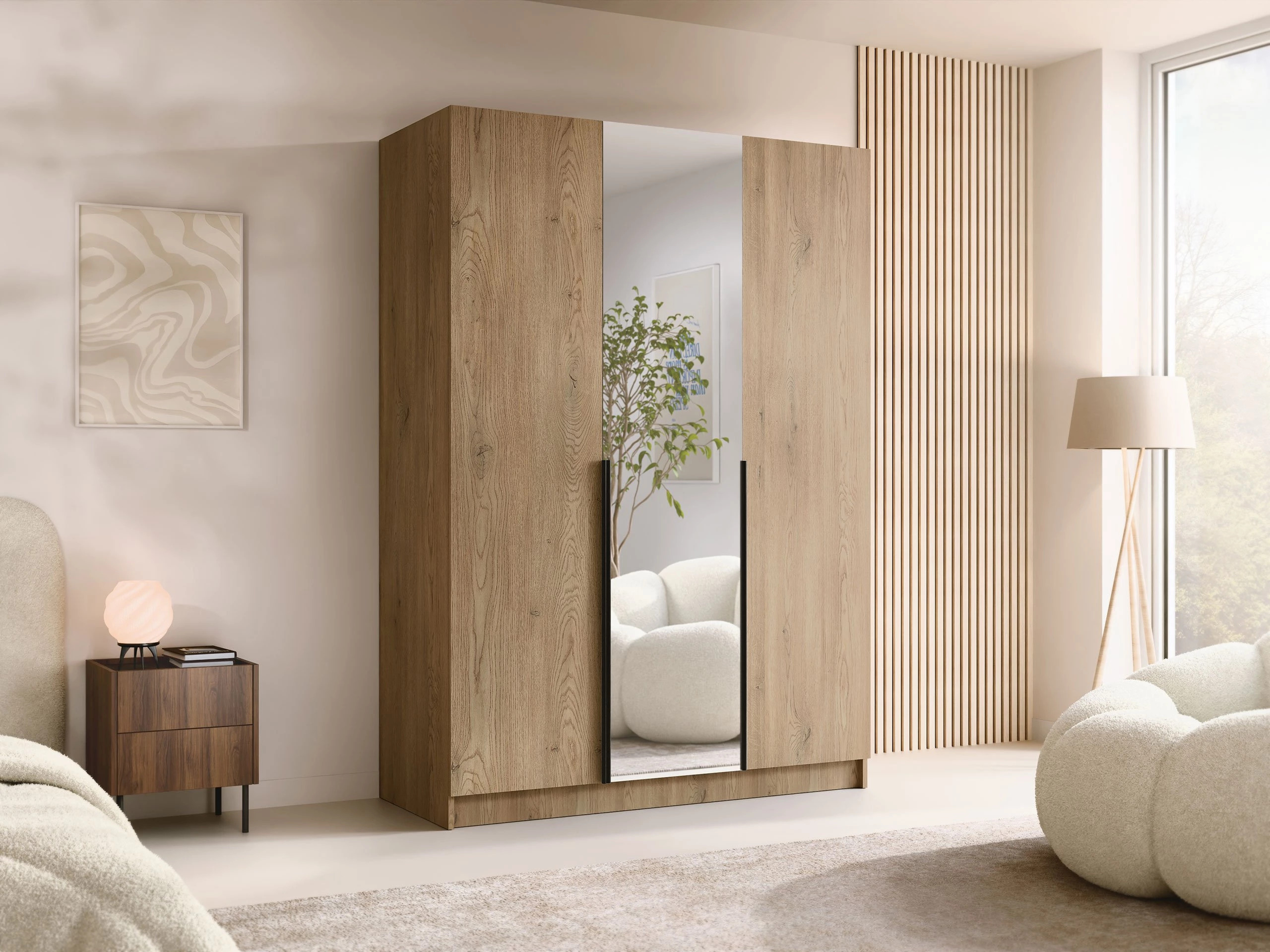 Garderobna omara Closico Decoron II (Svetel les + Črna)