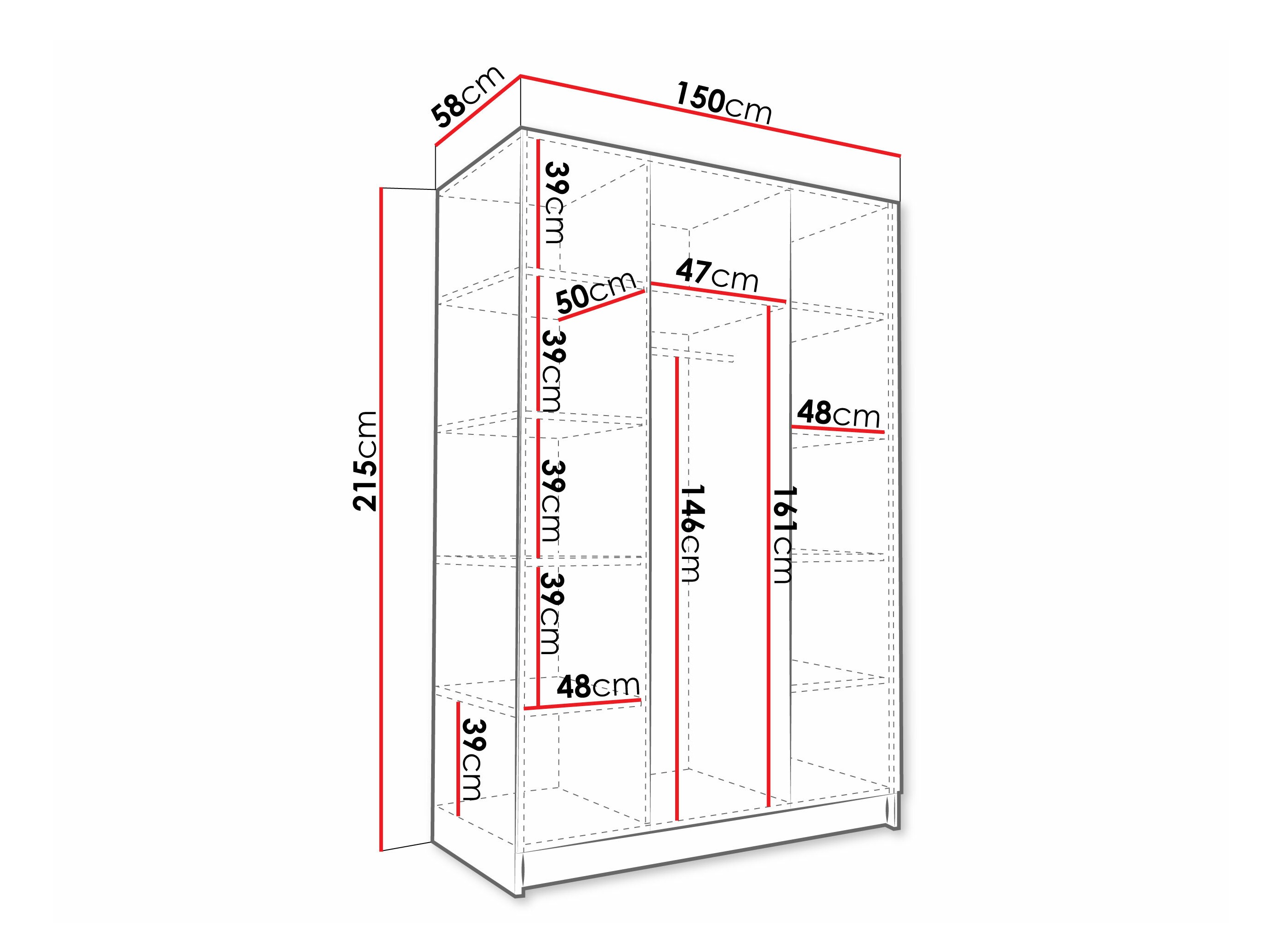 Garderobna omara Closico Decoron III (Bela + Črna)