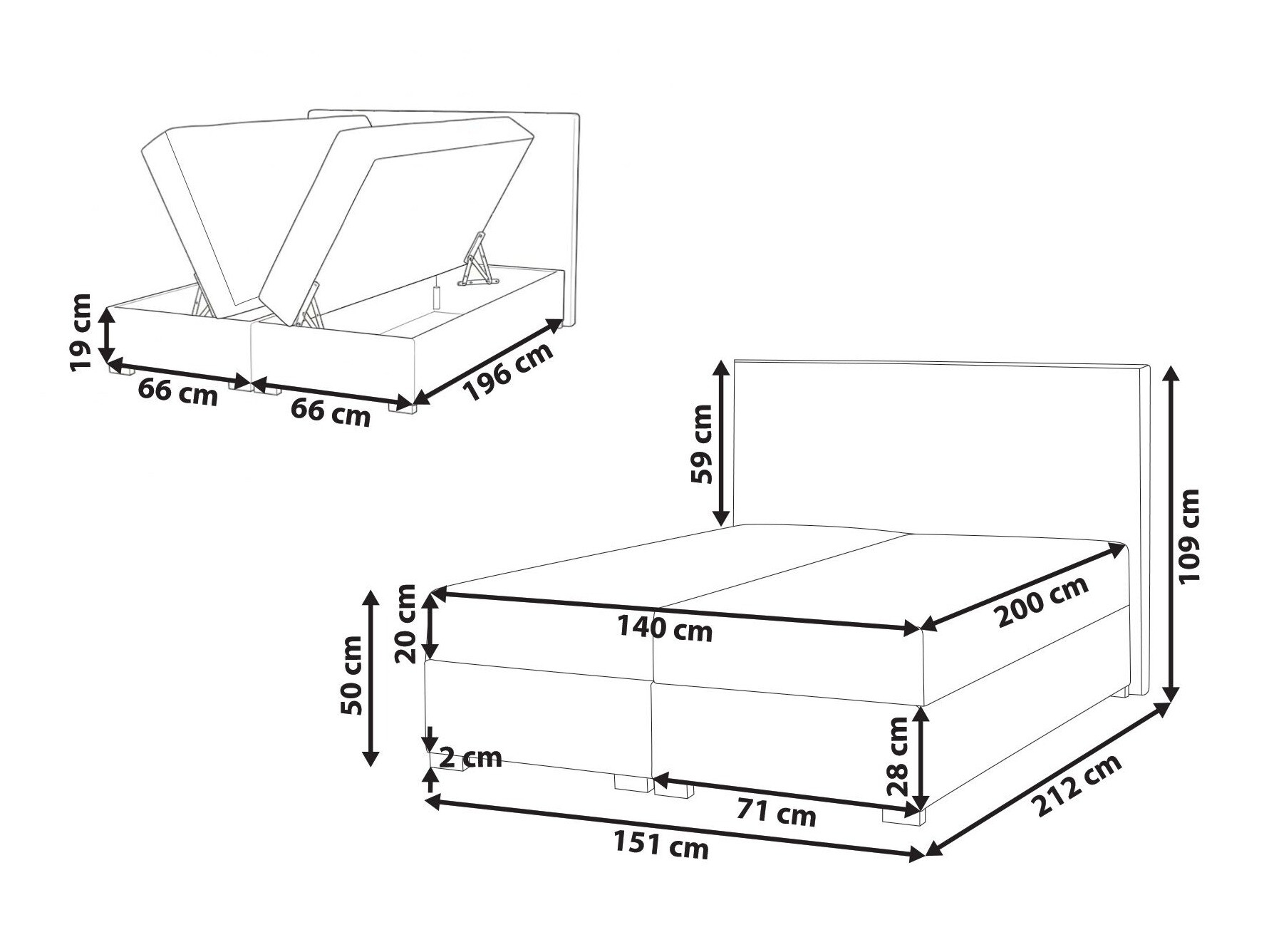 Boxspring postelja Berwyn 3174 (Svetlo bež)