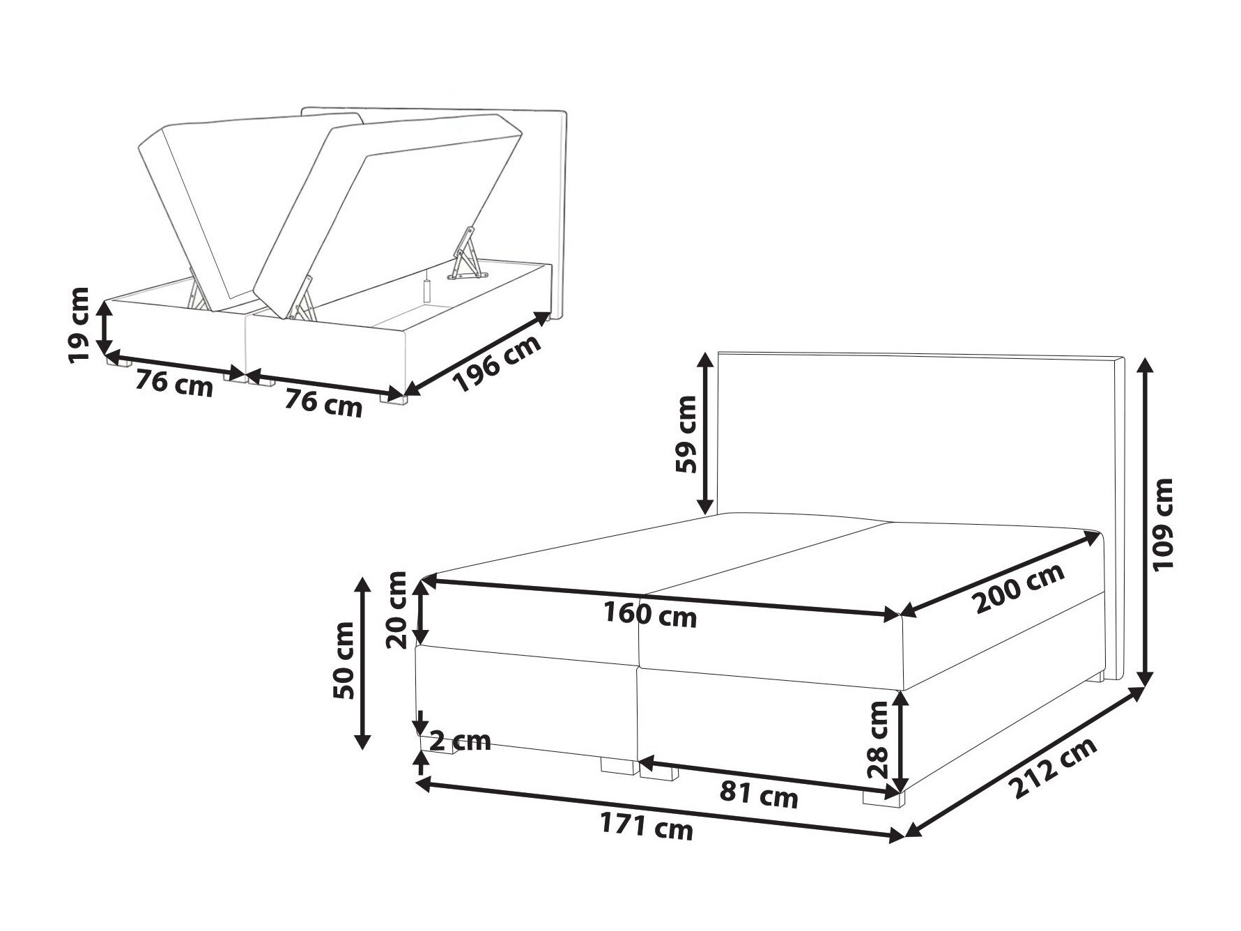Boxspring postelja Berwyn 3174 (Svetlo bež)