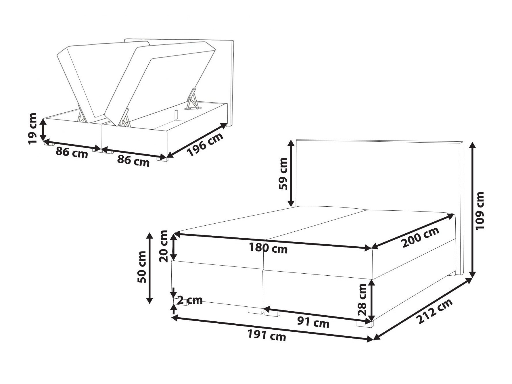 Boxspring postelja Berwyn 3174 (Svetlo bež)