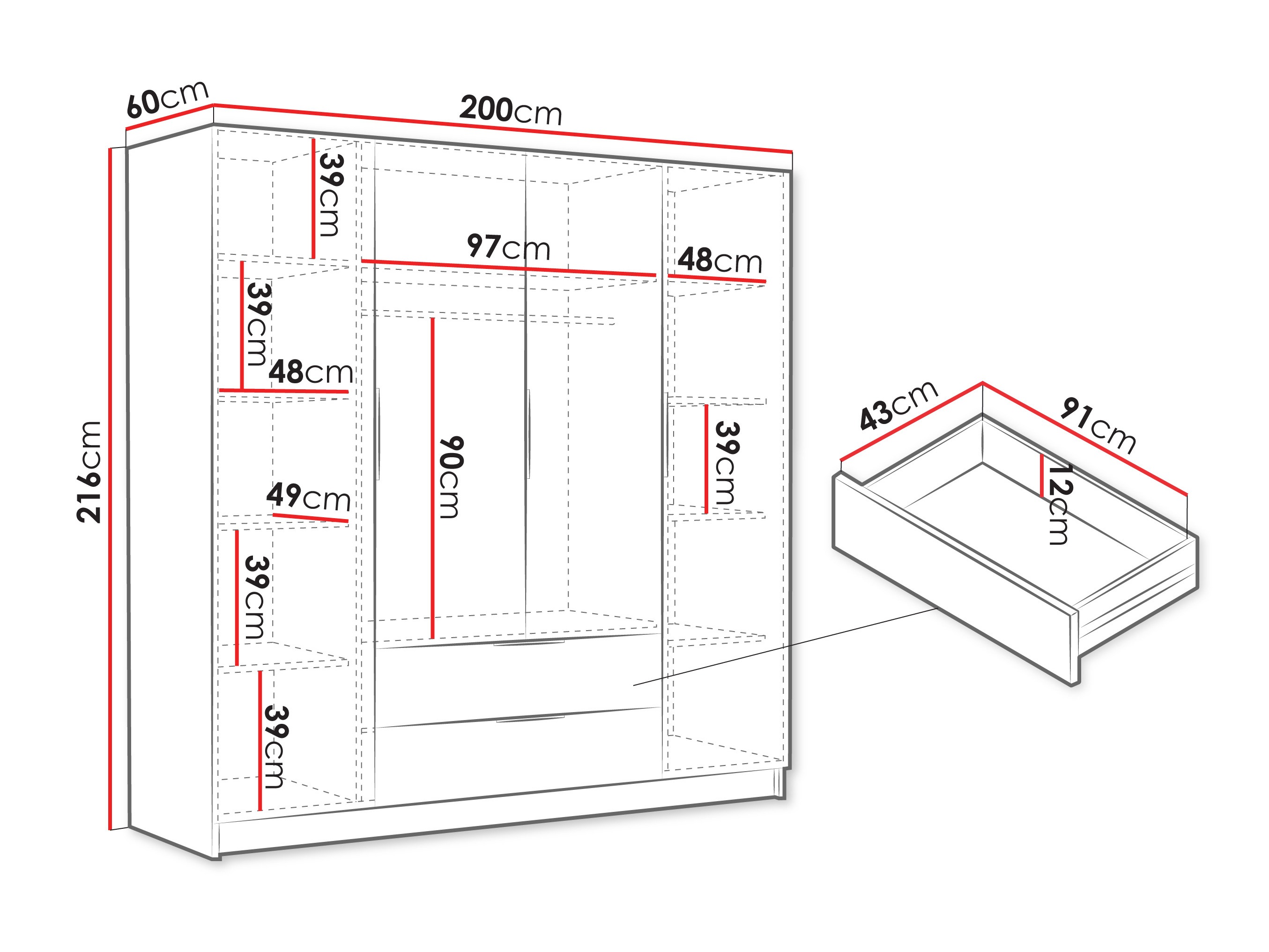Garderobna omara Closico Cadron I (Hrast)