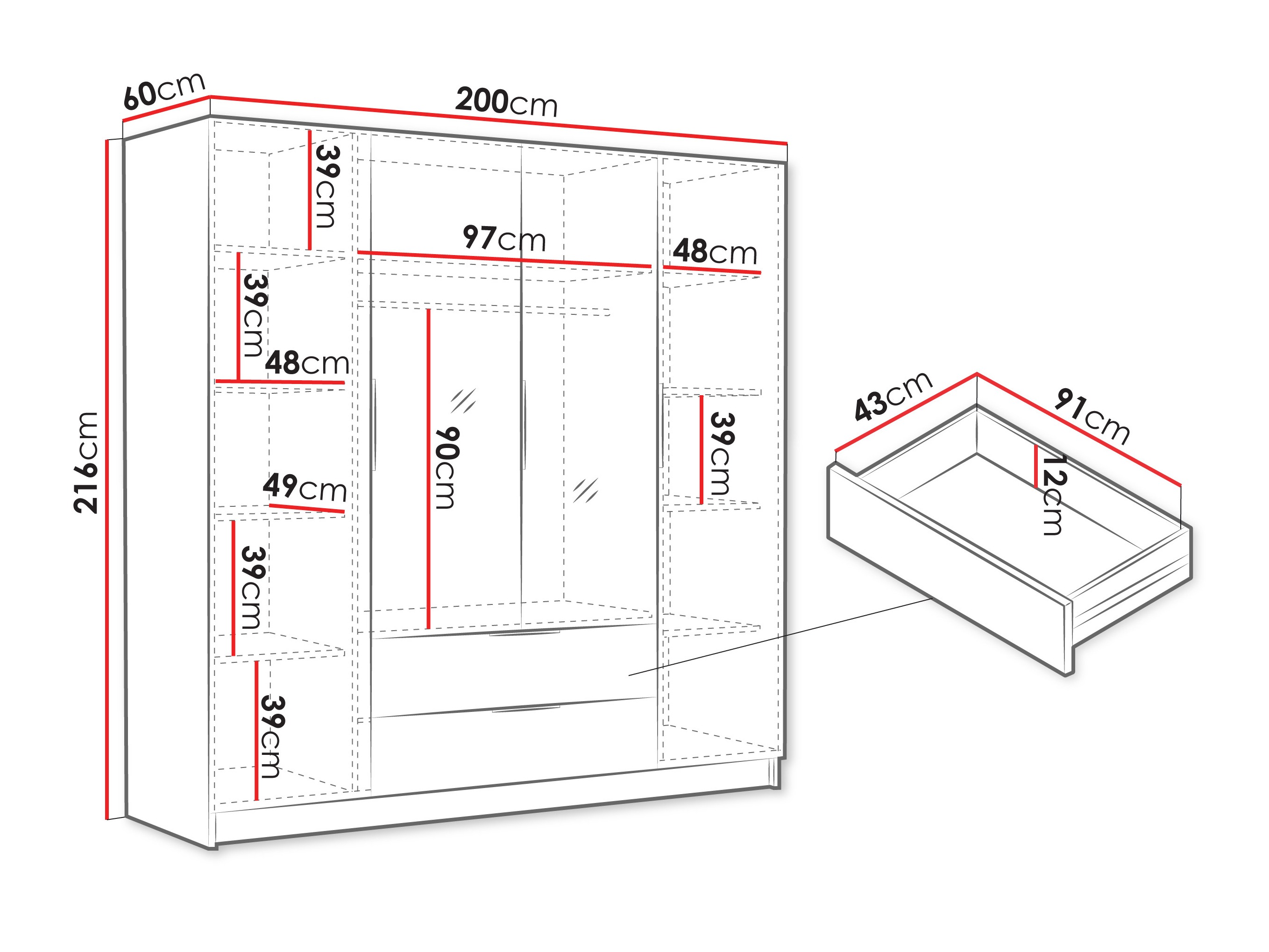 Garderobna omara Closico Cadron II (Bela)