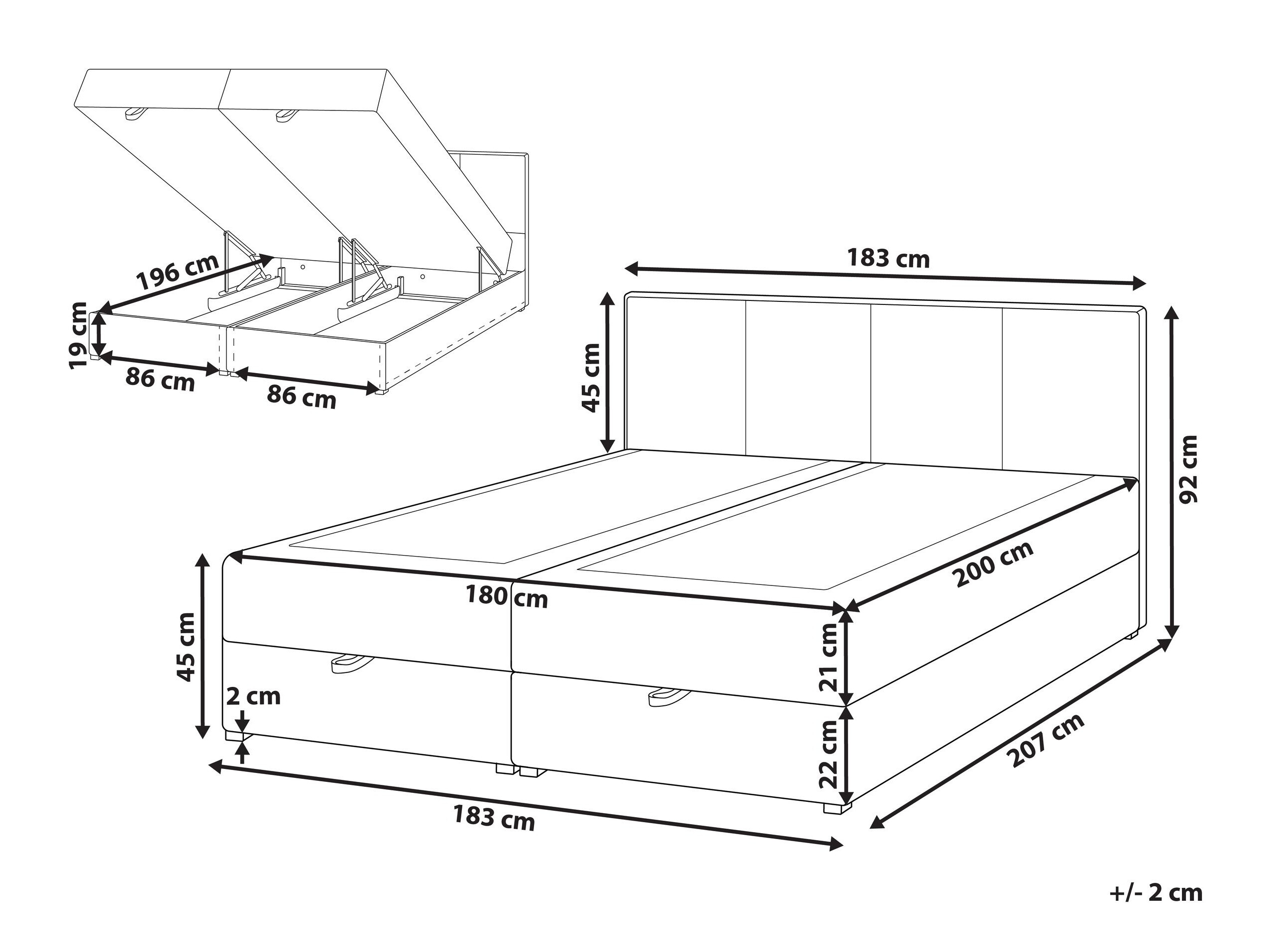 Boxspring postelja Berwyn 3191 (Bela)