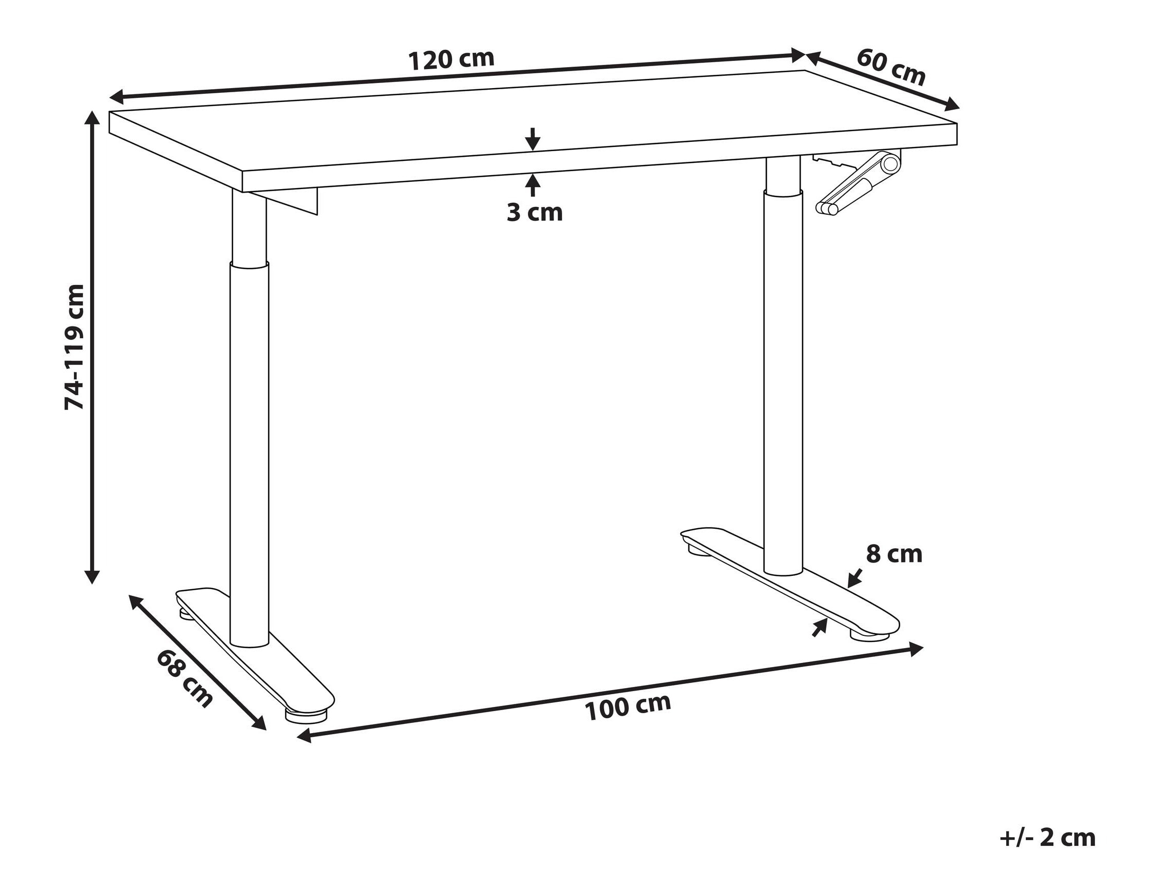 Dvižna pisalna miza Berwyn 3192 (Svetlo rjava)