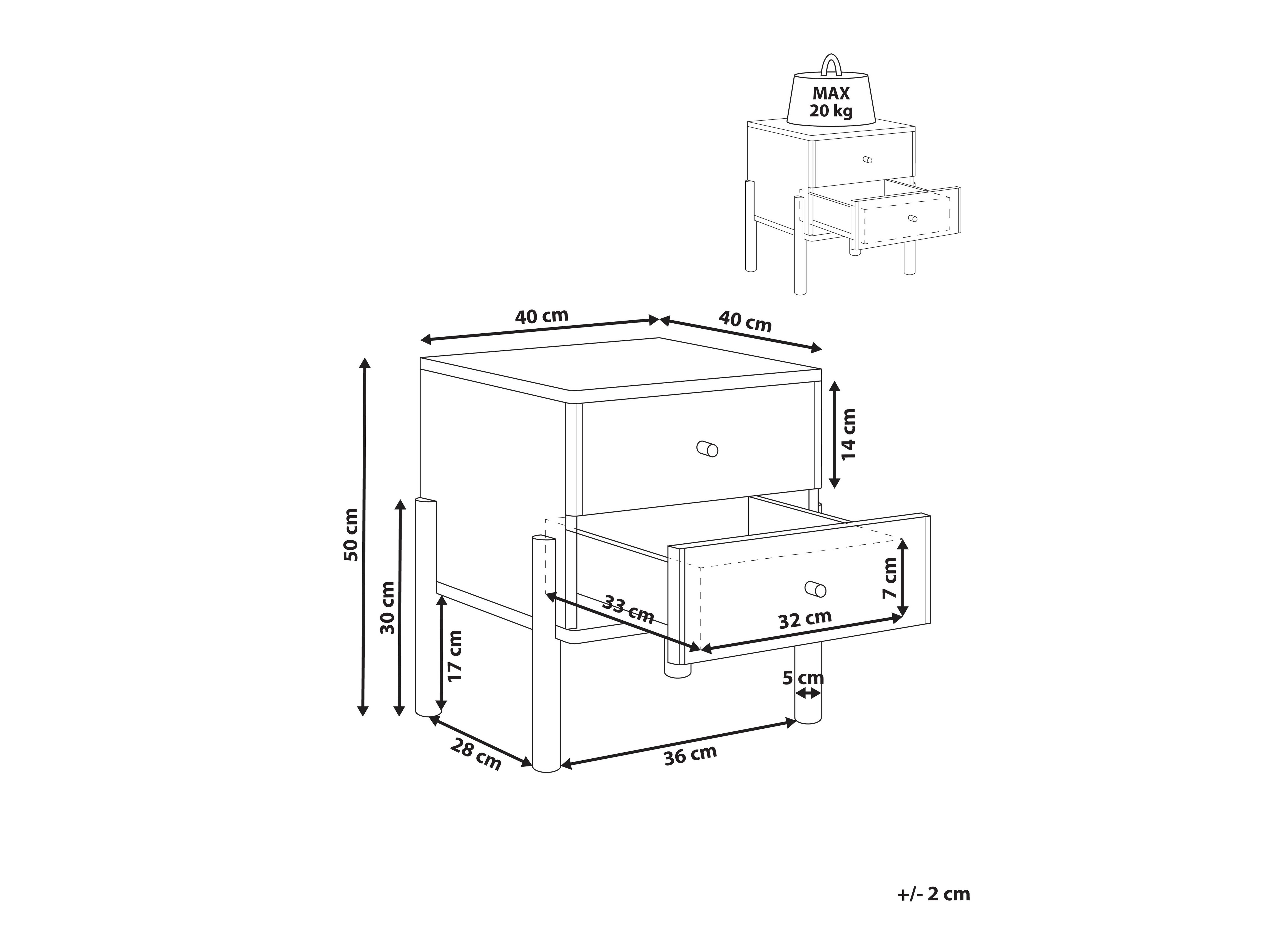 Nočna omarica Berwyn 3200